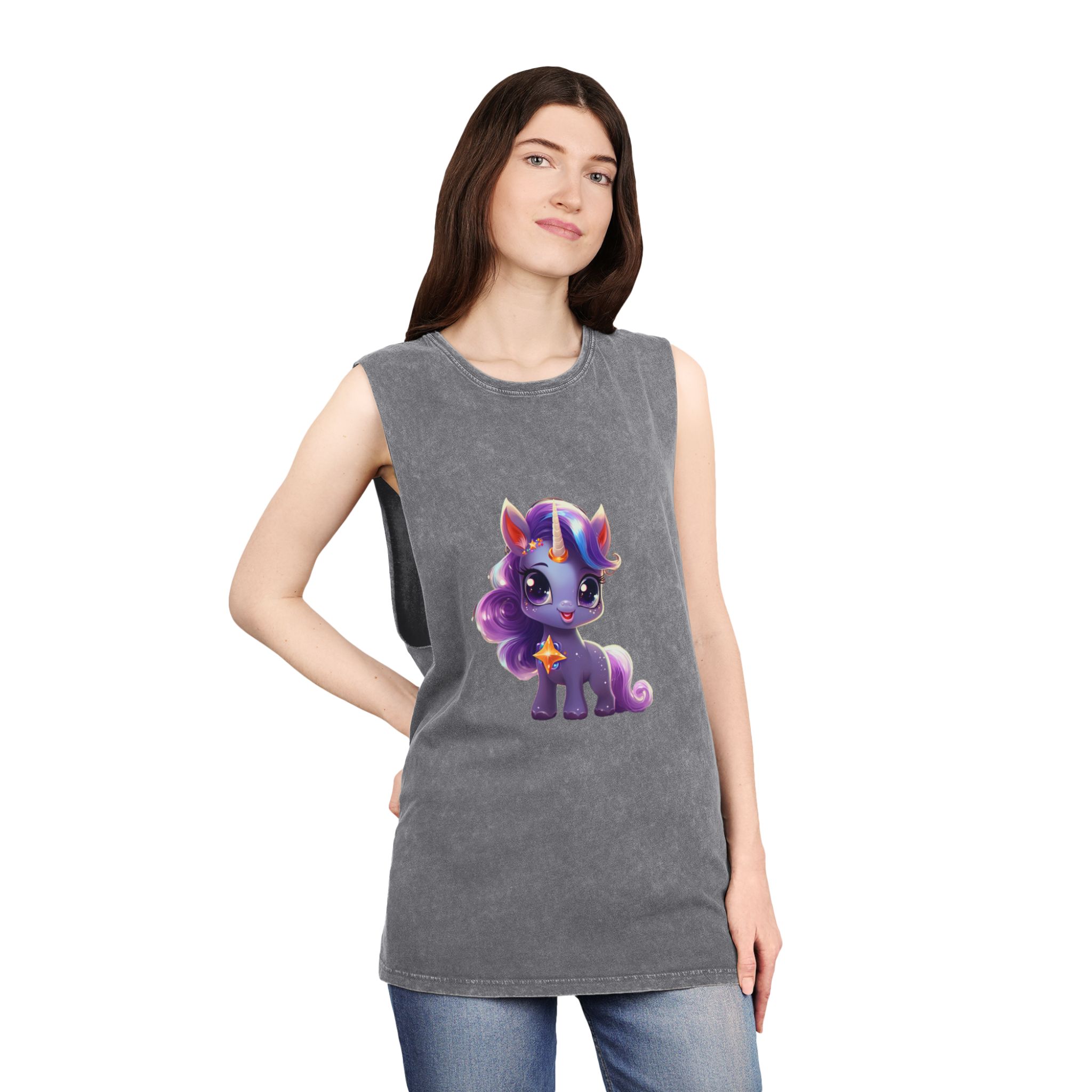Beautiful Cute Baby Unicorn (6) Unisex Stonewash Tank Top - Image 12