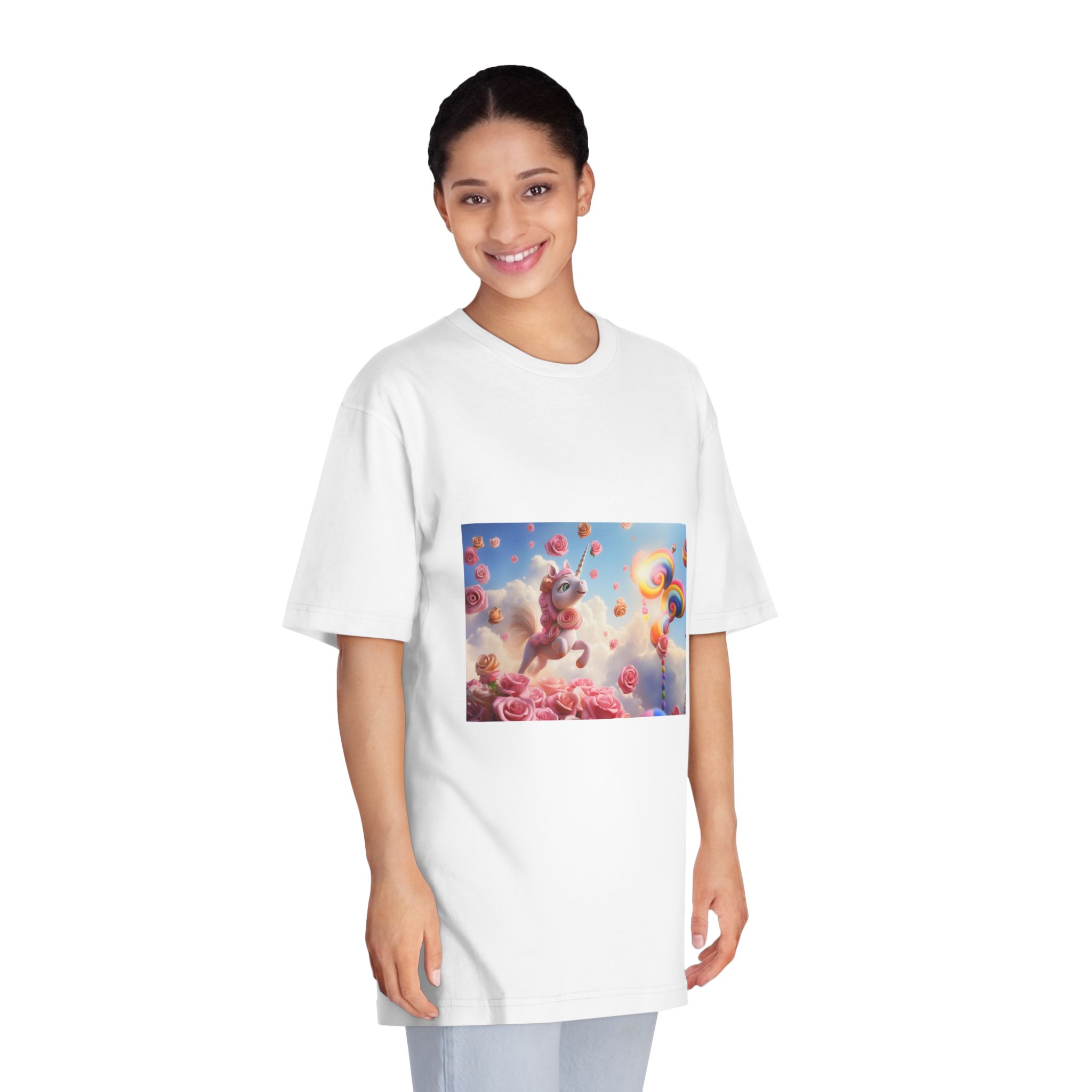 There Is Unicorn That Is Flying Through Air With Roses Generative Ai Unisex Classic Crewneck T Shirt - Image 3