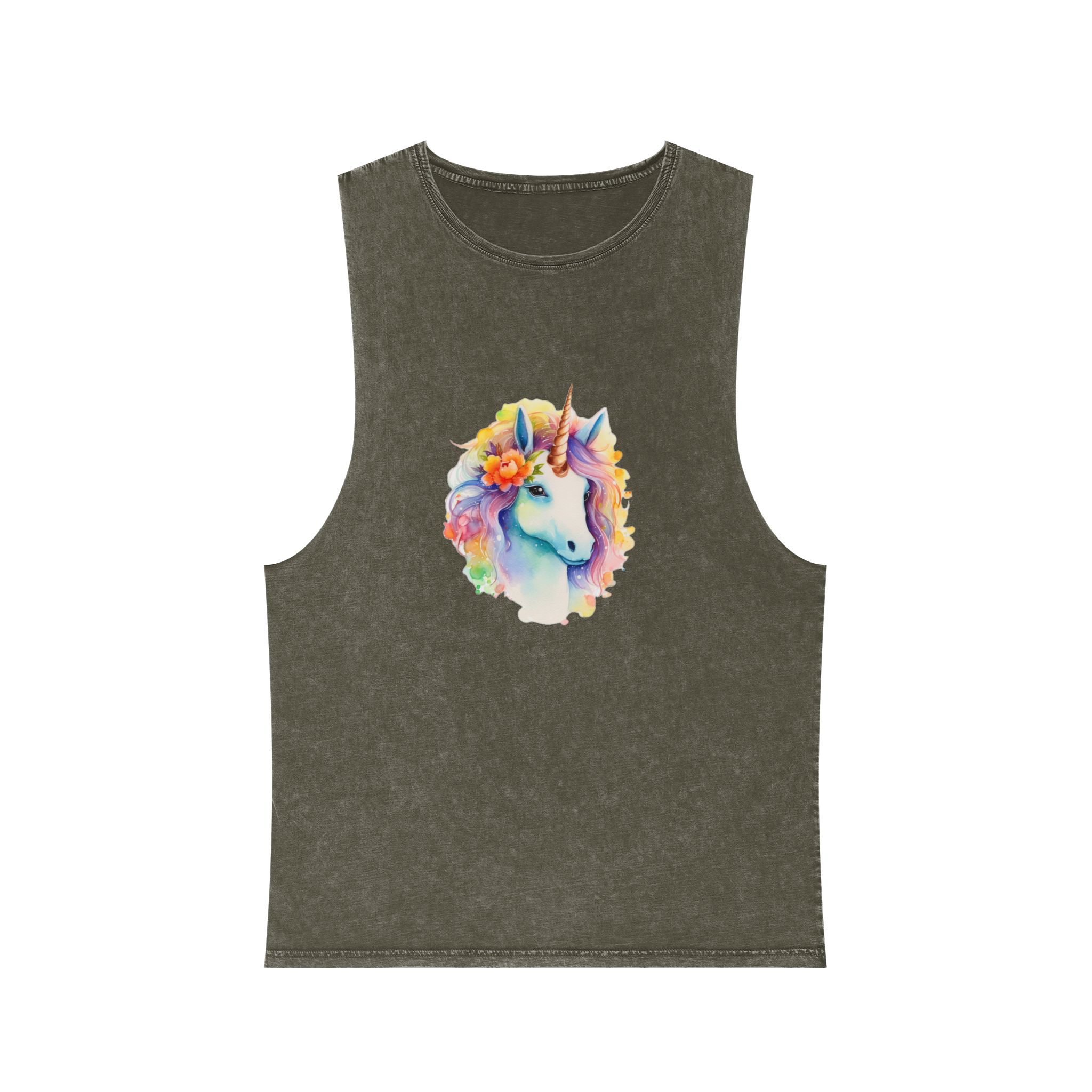 Painting Unicorn With Flower Crown Its Head Generative Ai Unisex Stonewash Tank Top - Image 5