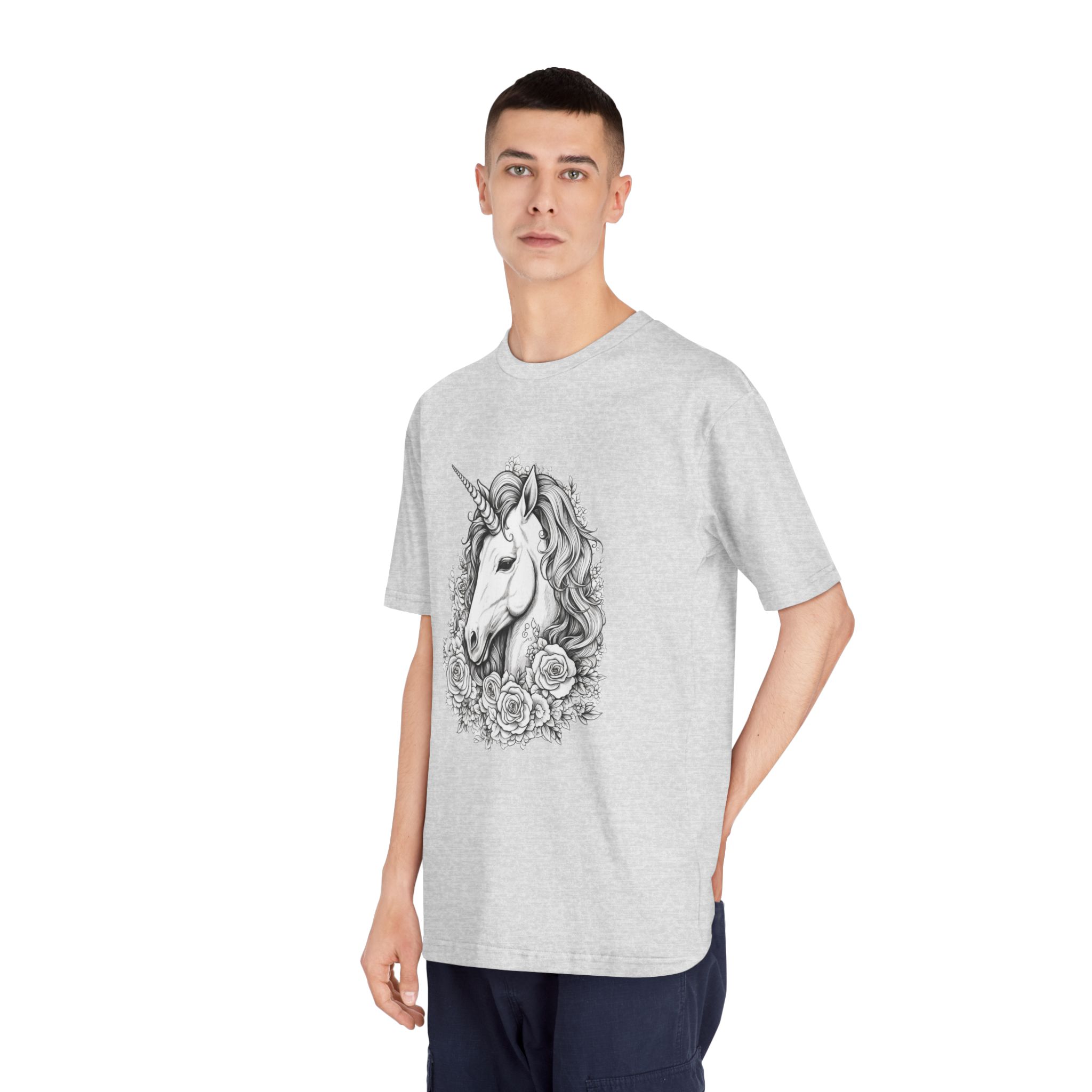 Unicorn With Roses Roses Around It Generative Ai Unisex Classic Crewneck T Shirt - Image 16
