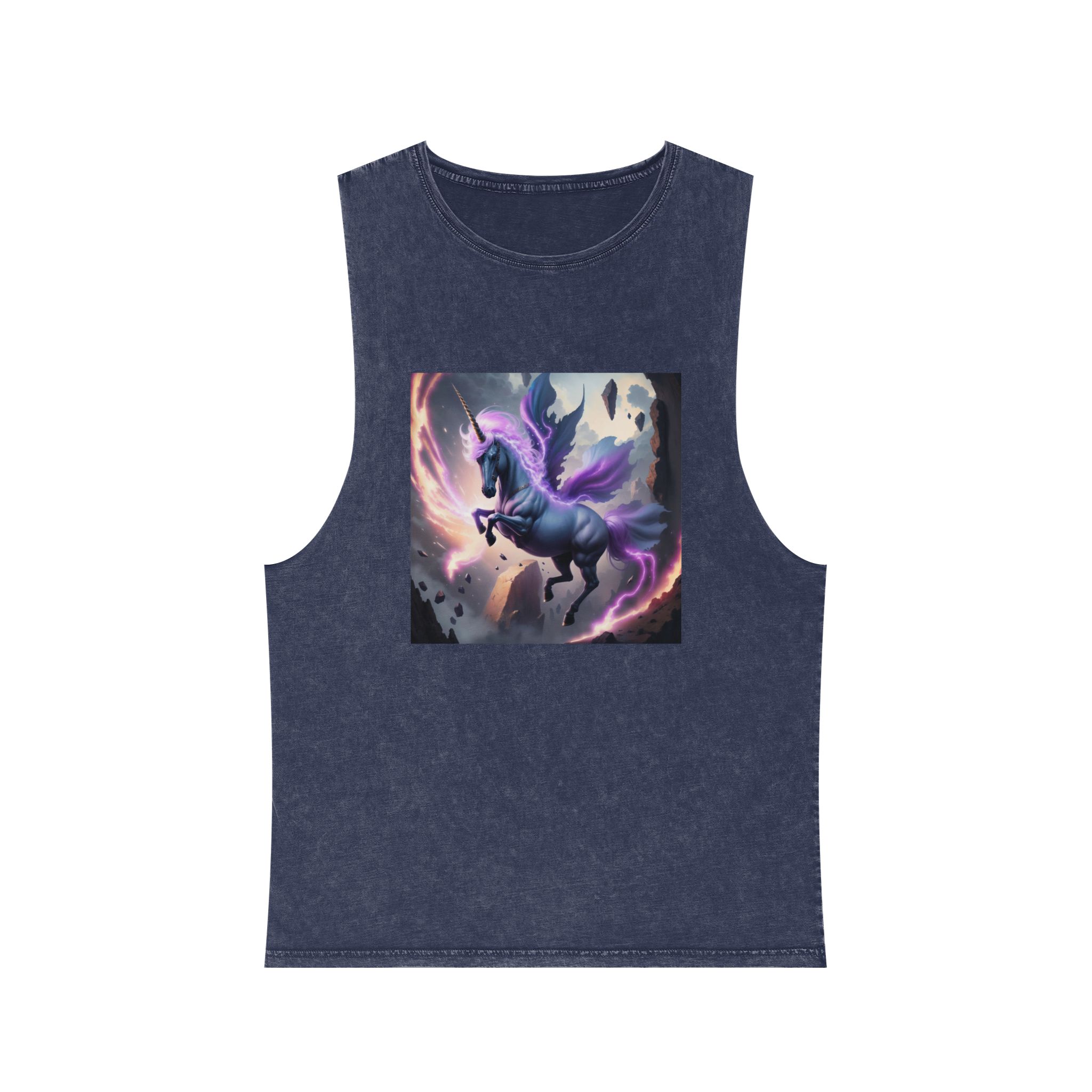 Unicorn Painting Unisex Stonewash Tank Top - Image 13