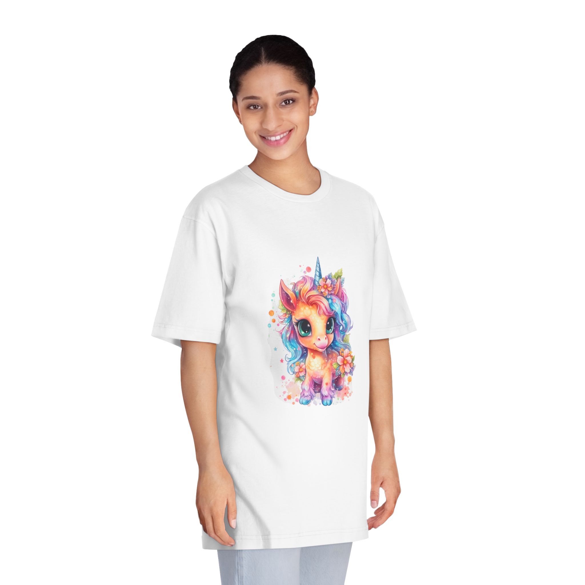 Cute Colorful Magic Unicorn With Flowers Watercolor Style (1) Fotor Bg Remover 2023110475940 Unisex Classic Crewneck T Shirt - Image 3