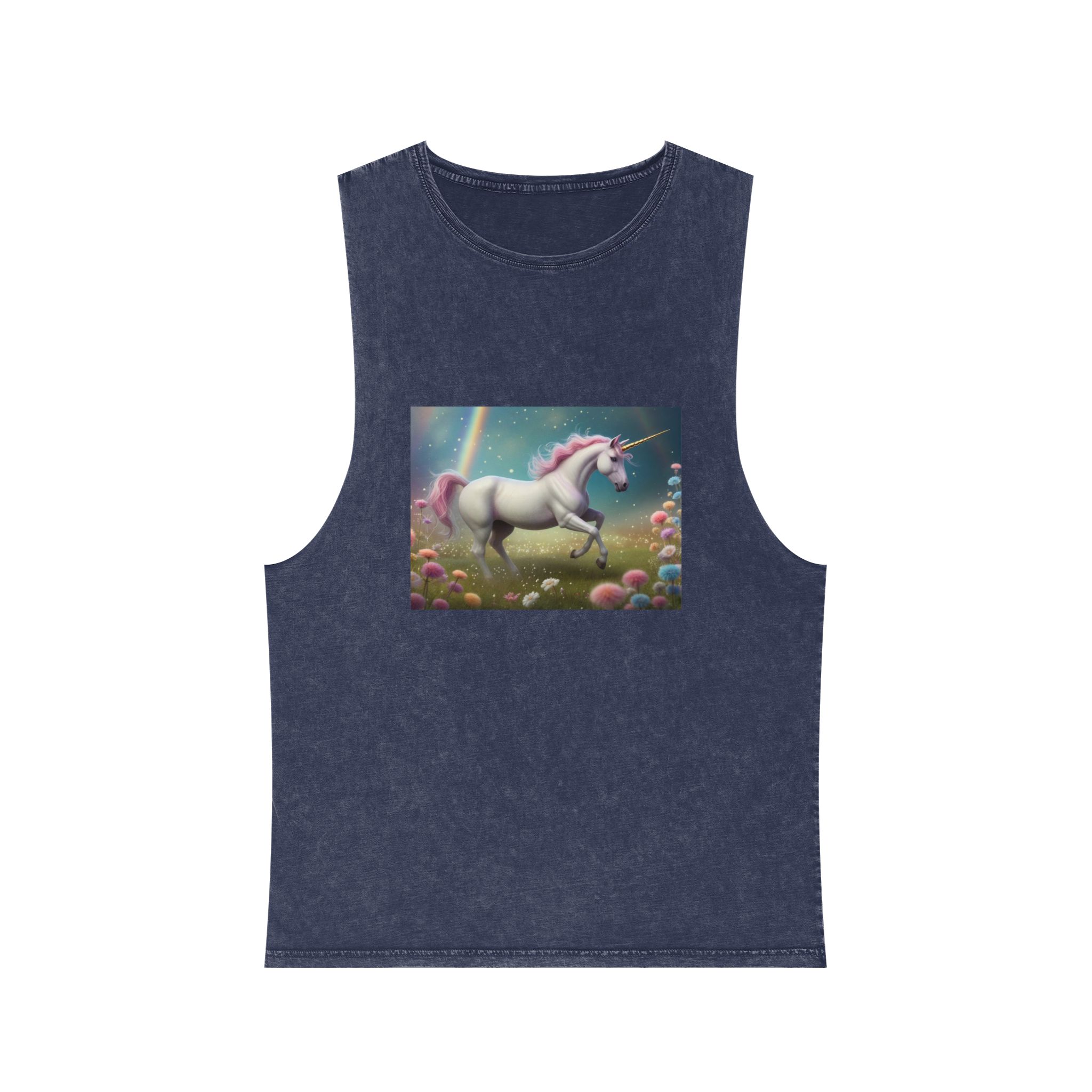 Beautiful Unicorn Running Magical Meadow Unicorn Background Images Whimsical Unicorn (15) Unisex Stonewash Tank Top - Image 13