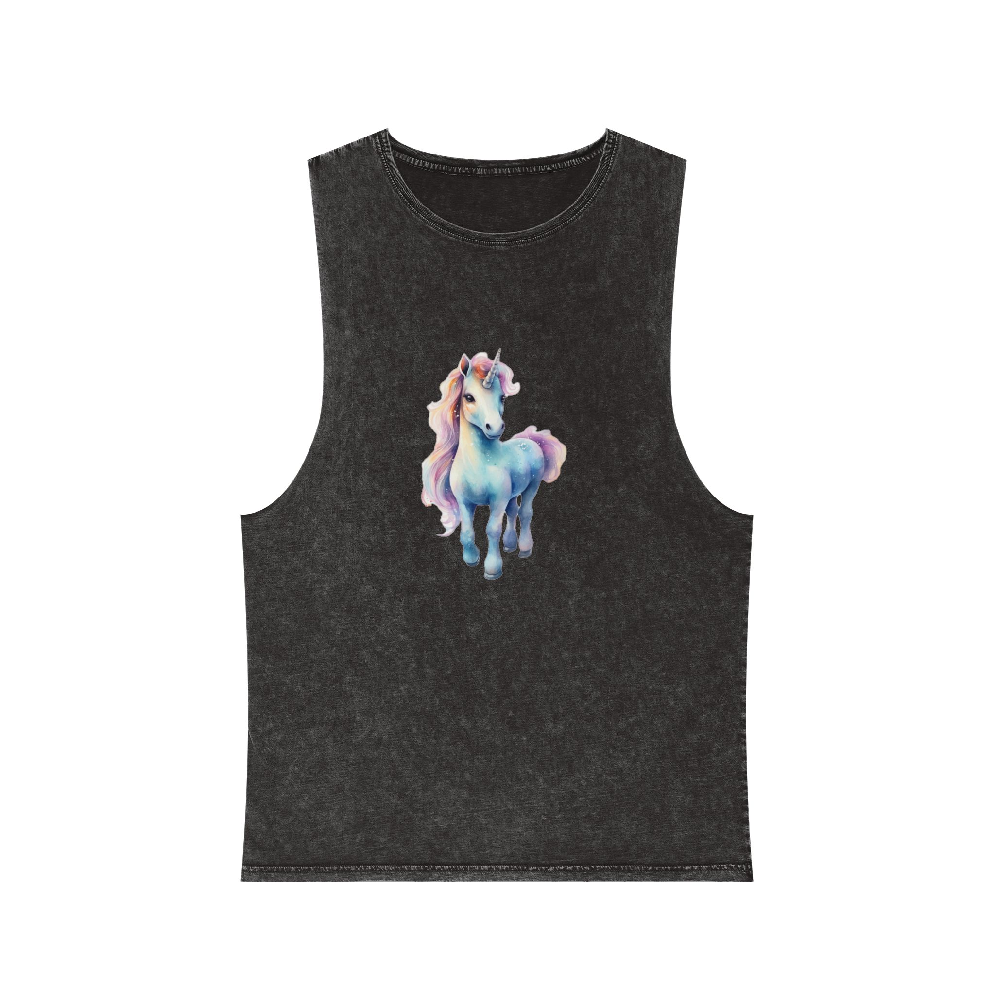 Painting Unicorn With Long Mane Colorful Mane Generative Ai (2) Unisex Stonewash Tank Top