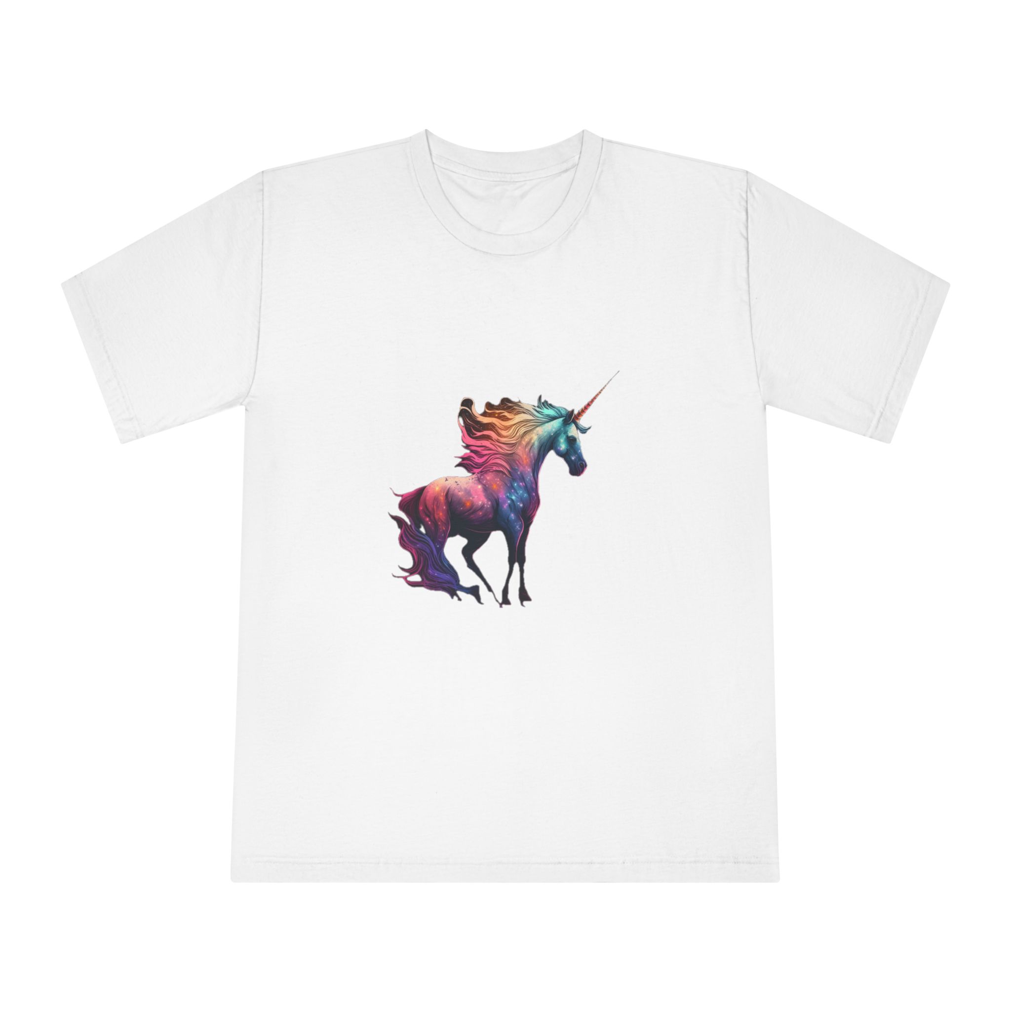 Unicorn With Colorful Mane Stars Background Generative Ai Unisex Classic Crewneck T Shirt