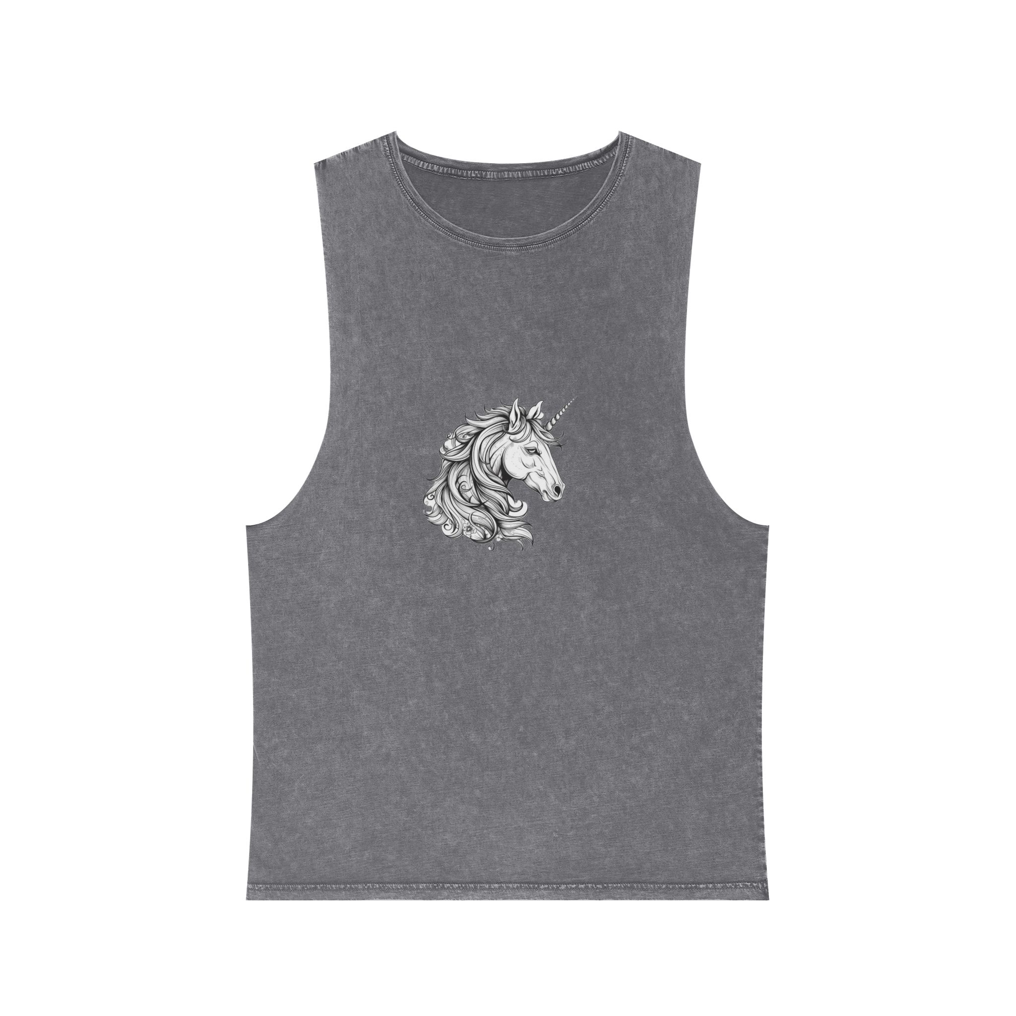 Cute Unicorn Animation Line Drawing Black White Create Greeting Cards Coloring Books Po Copy Unisex Stonewash Tank Top - Image 9