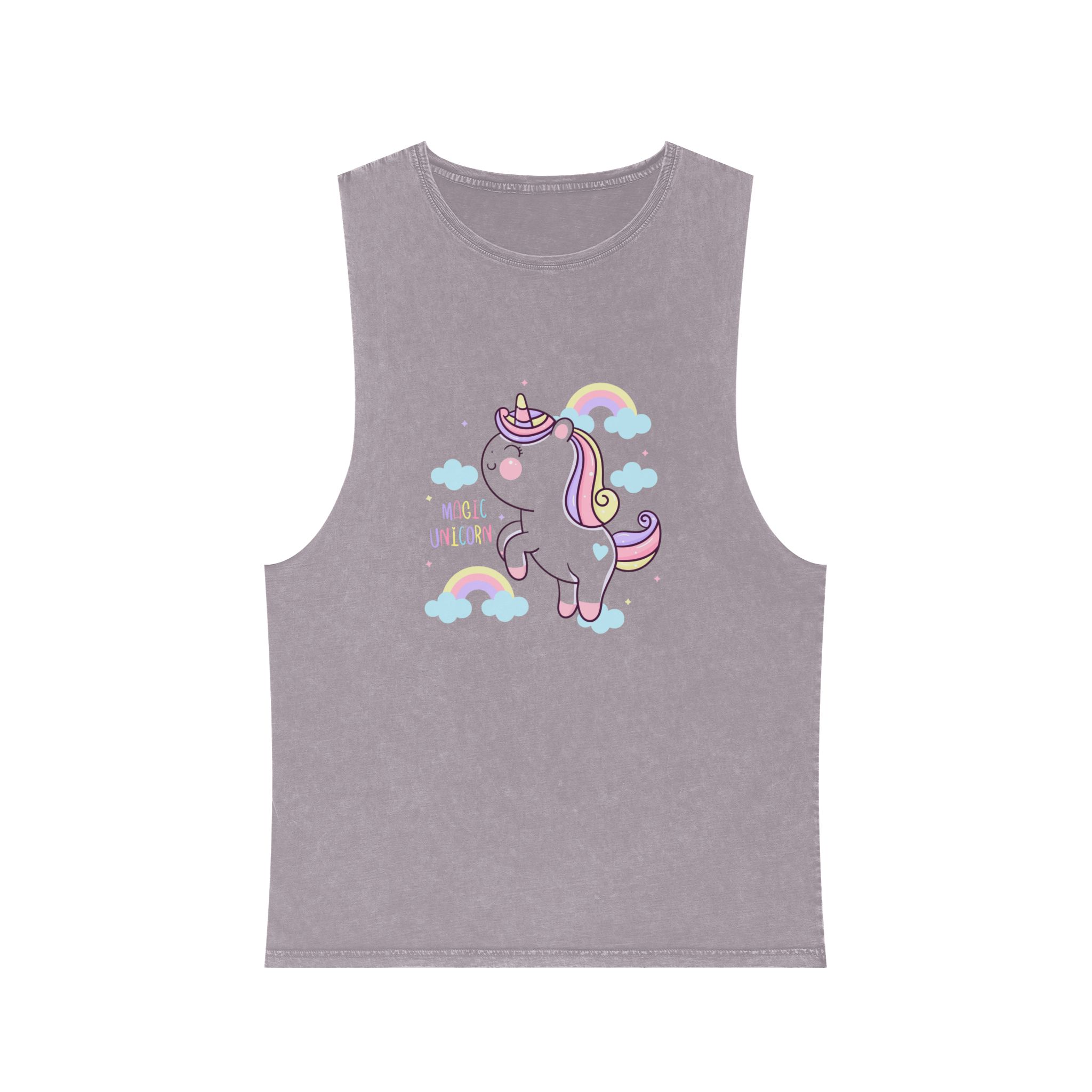 Cute Unicorn Cartoon Magic Rainbow Kawaii Pony Unisex Stonewash Tank Top - Image 17