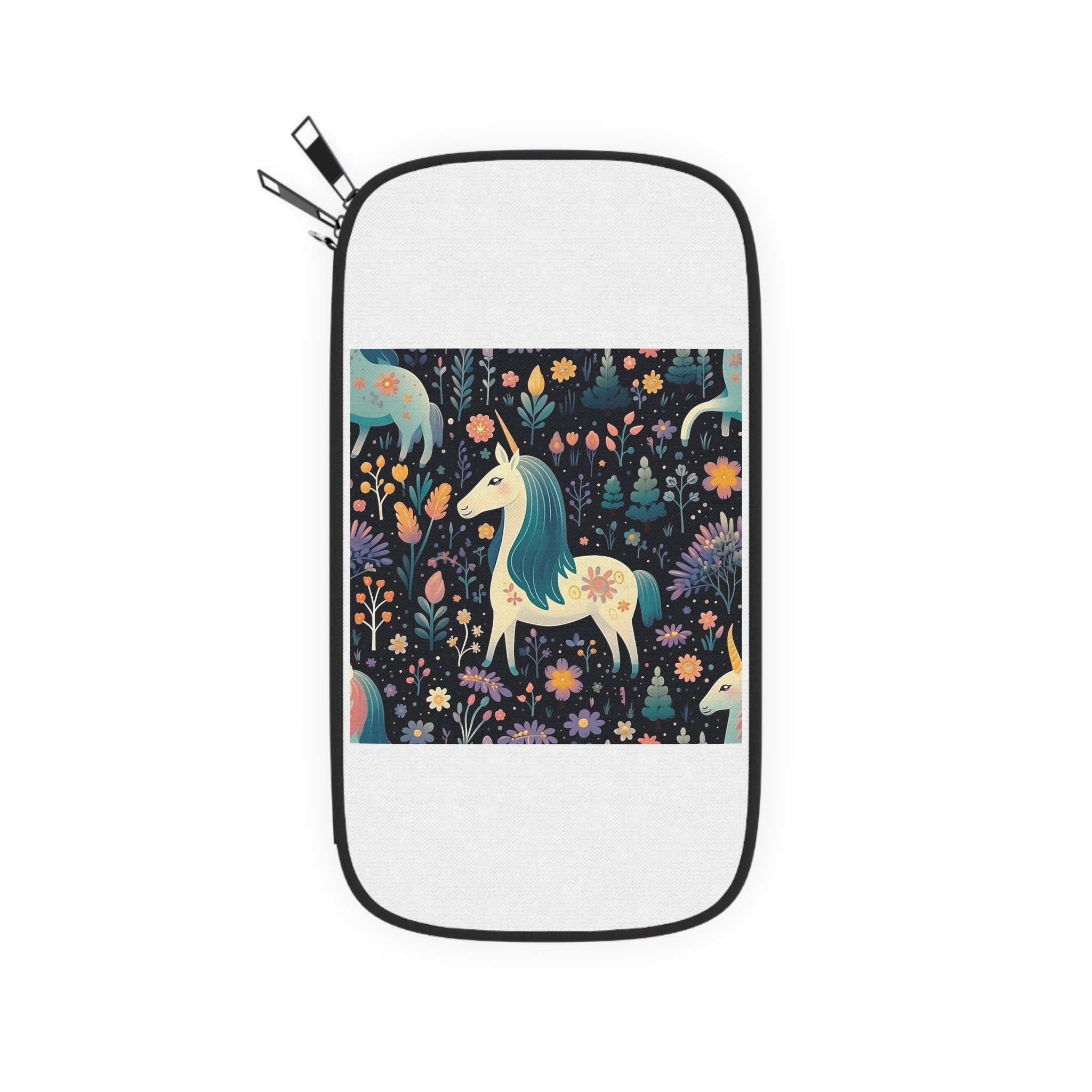 Childish Seamless Pattern Background With Colorful Unicorns Passport Wallet - Image 2