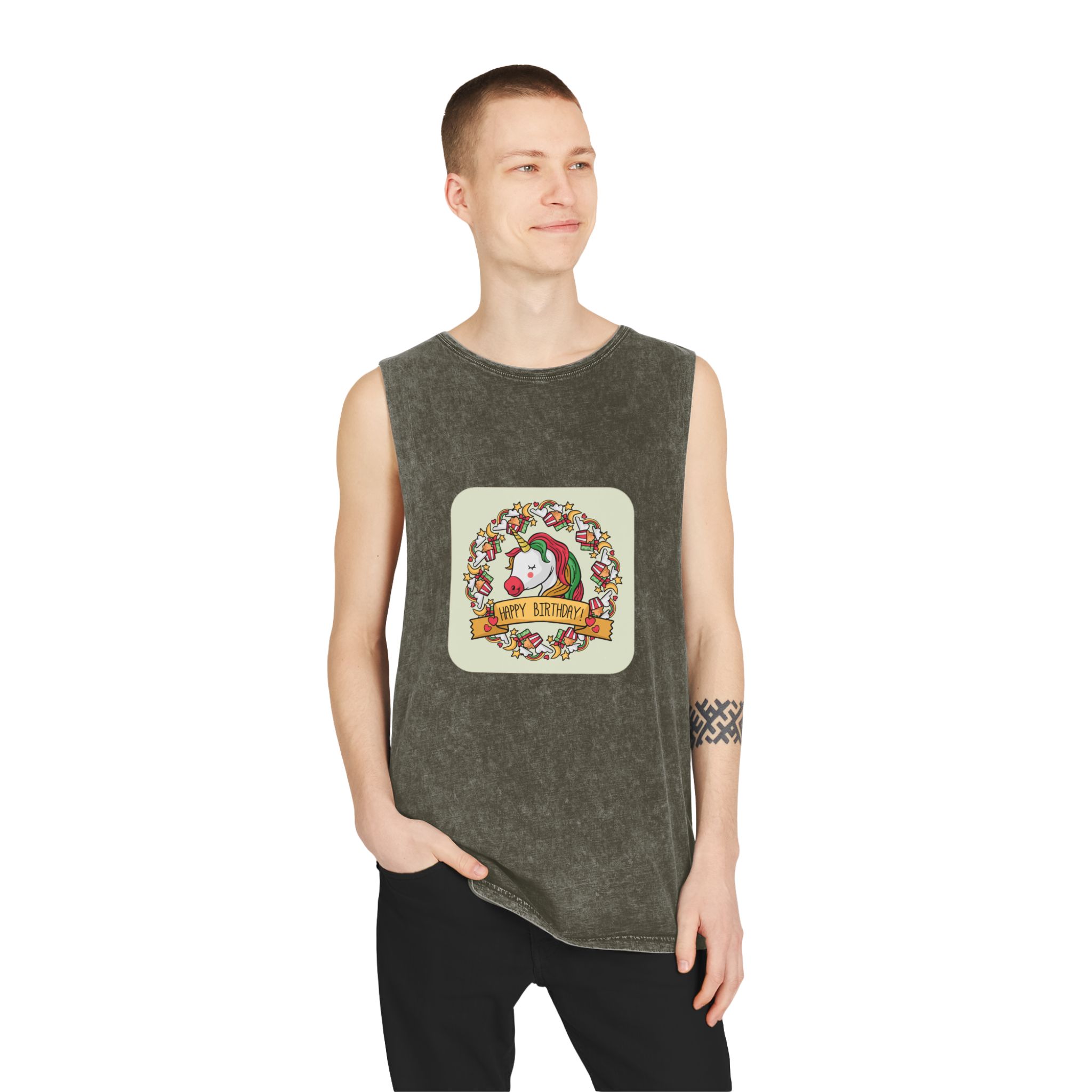 Unicorn V101 Unisex Stonewash Tank Top - Image 7