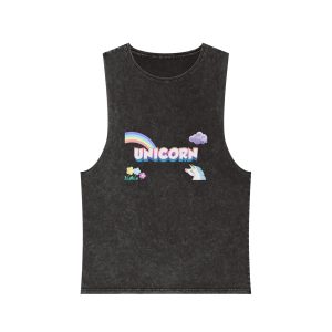 Unicorn Text Effect 1 Unisex Stonewash Tank Top