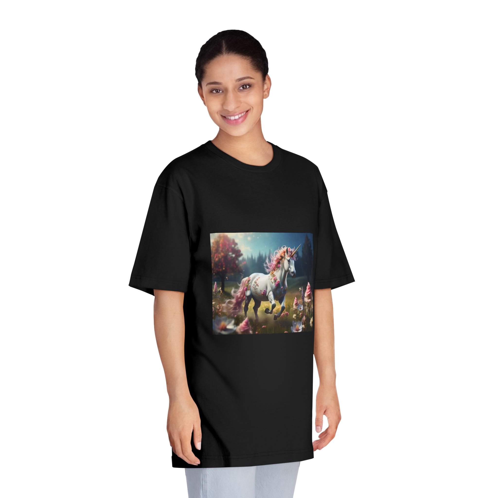 Beautiful Unicorn Running Magical Meadow Unicorn Background Images Whimsical Unicorn (38) Unisex Classic Crewneck T Shirt - Image 7