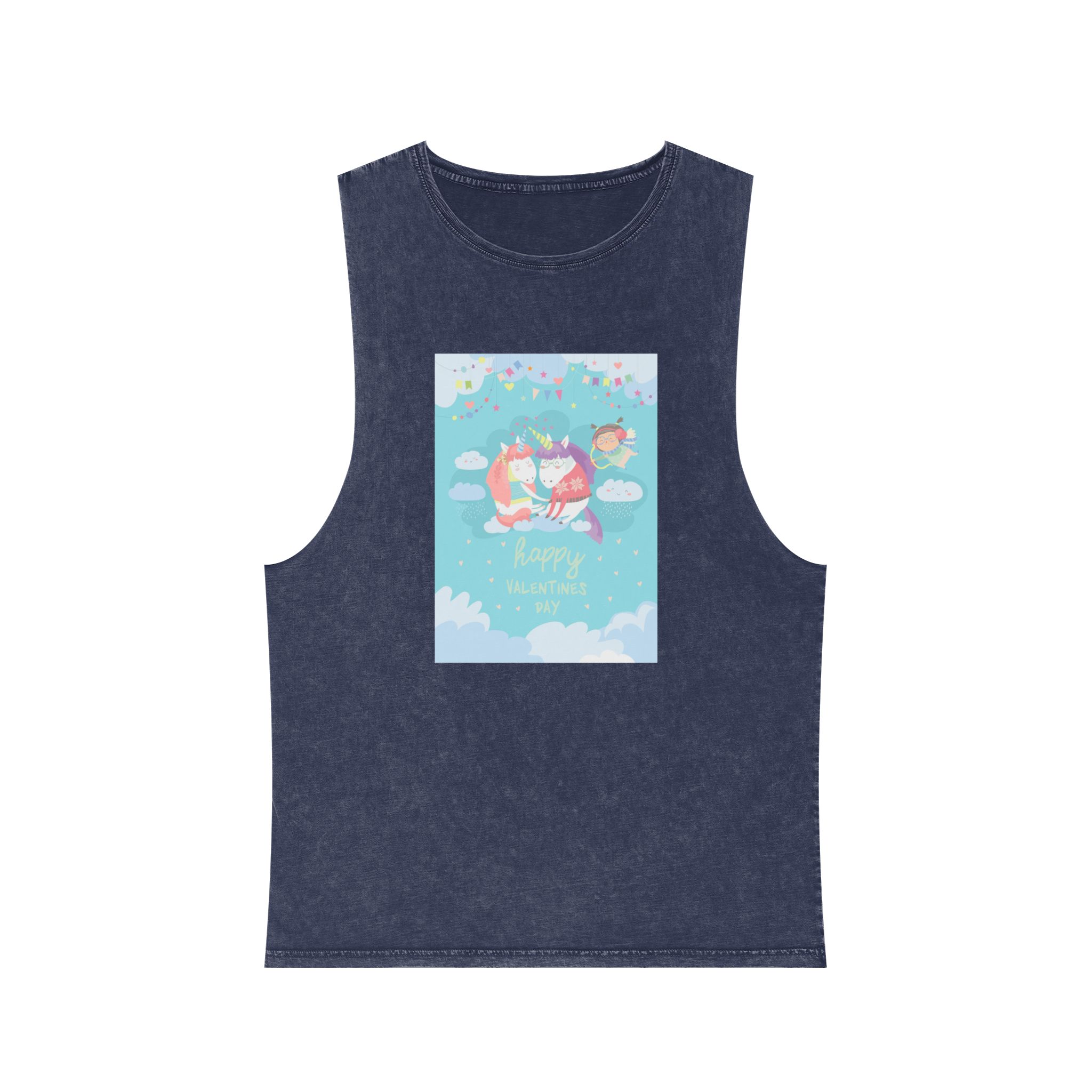 Cute Card With Fairy Unicorns Love Unisex Stonewash Tank Top - Image 13