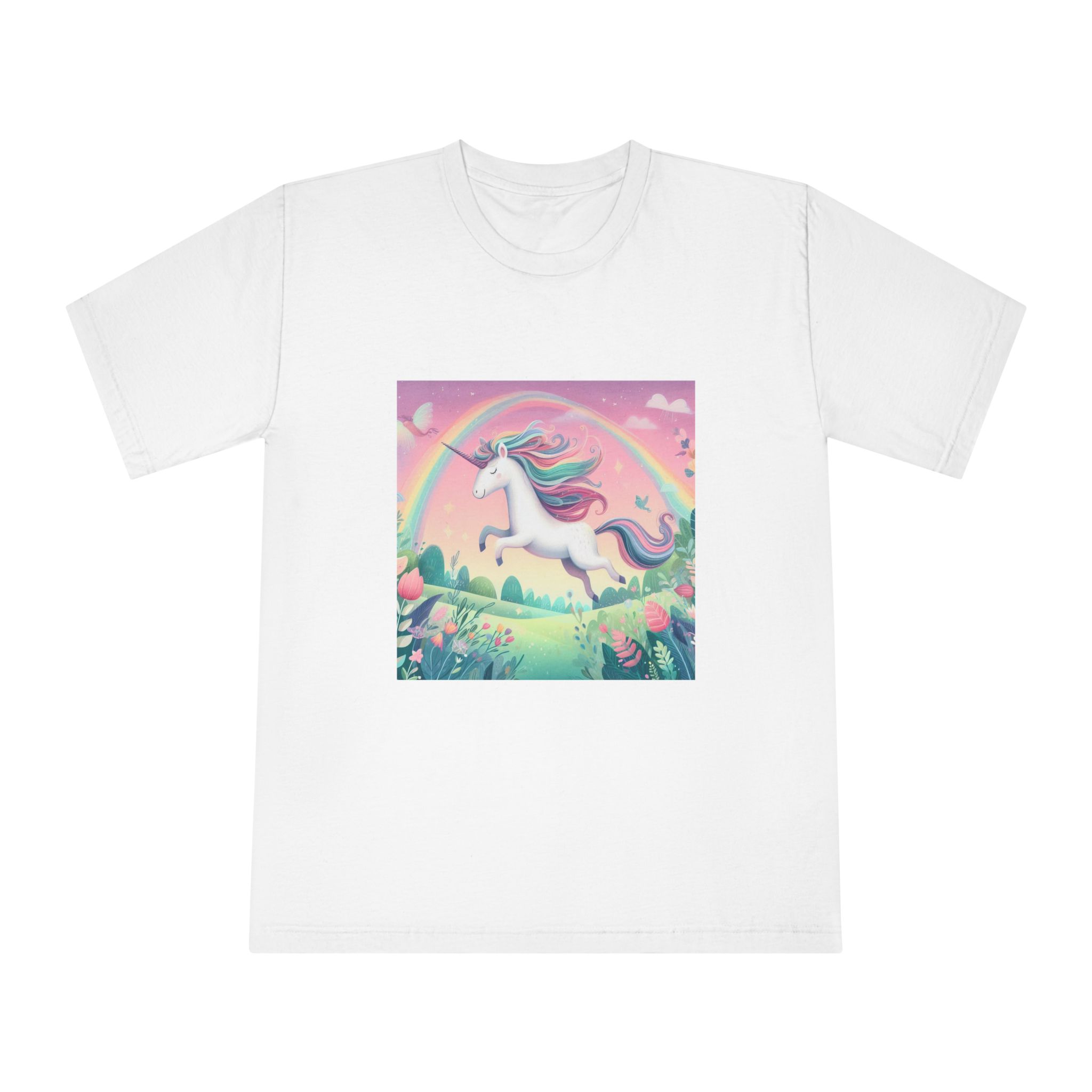 Beautiful Unicorn Running Magical Meadow Unicorn Background Images Whimsical Unicorn (9) Unisex Classic Crewneck T Shirt
