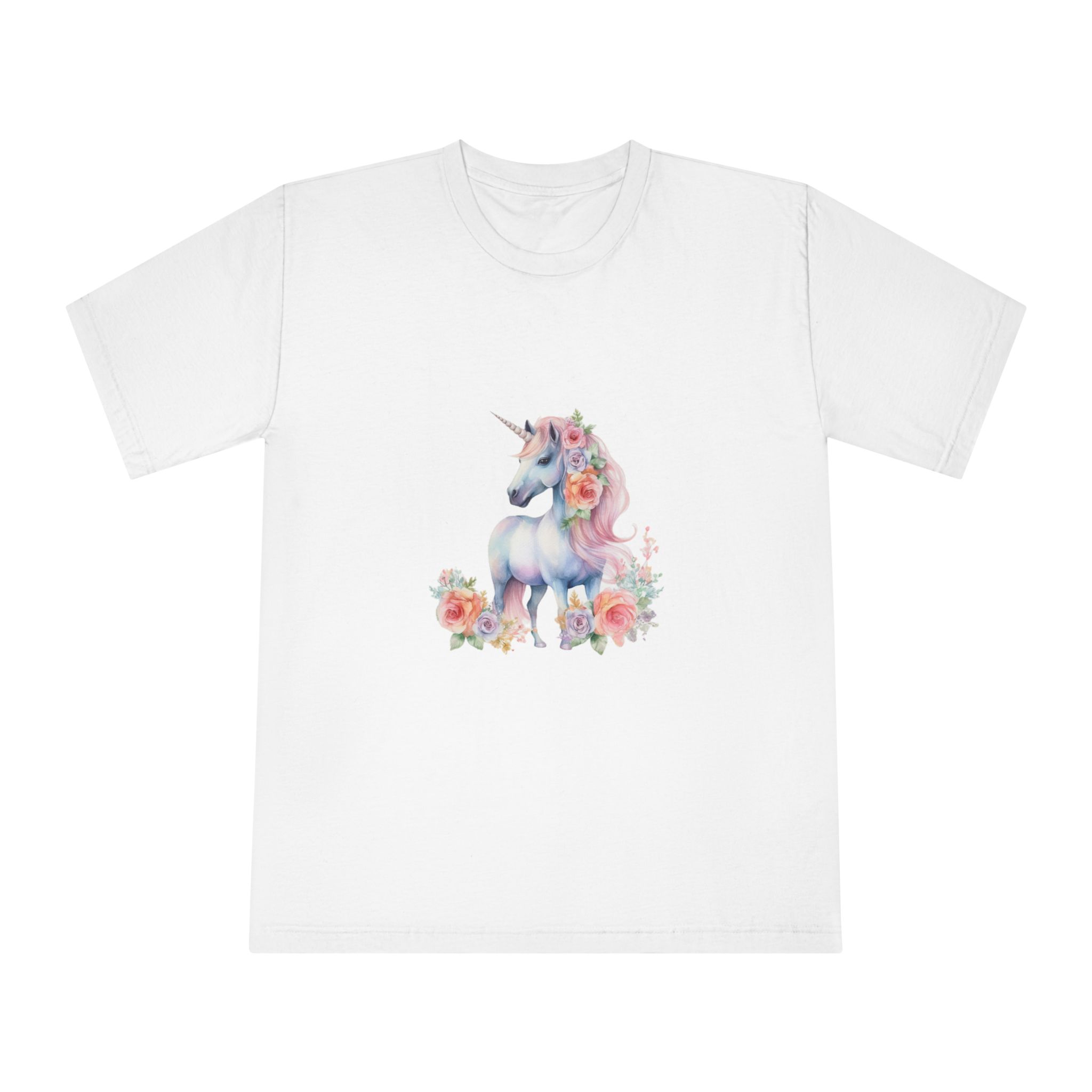 There Is Unicorn With Long Mane Flowers It Generative Ai Unisex Classic Crewneck T Shirt