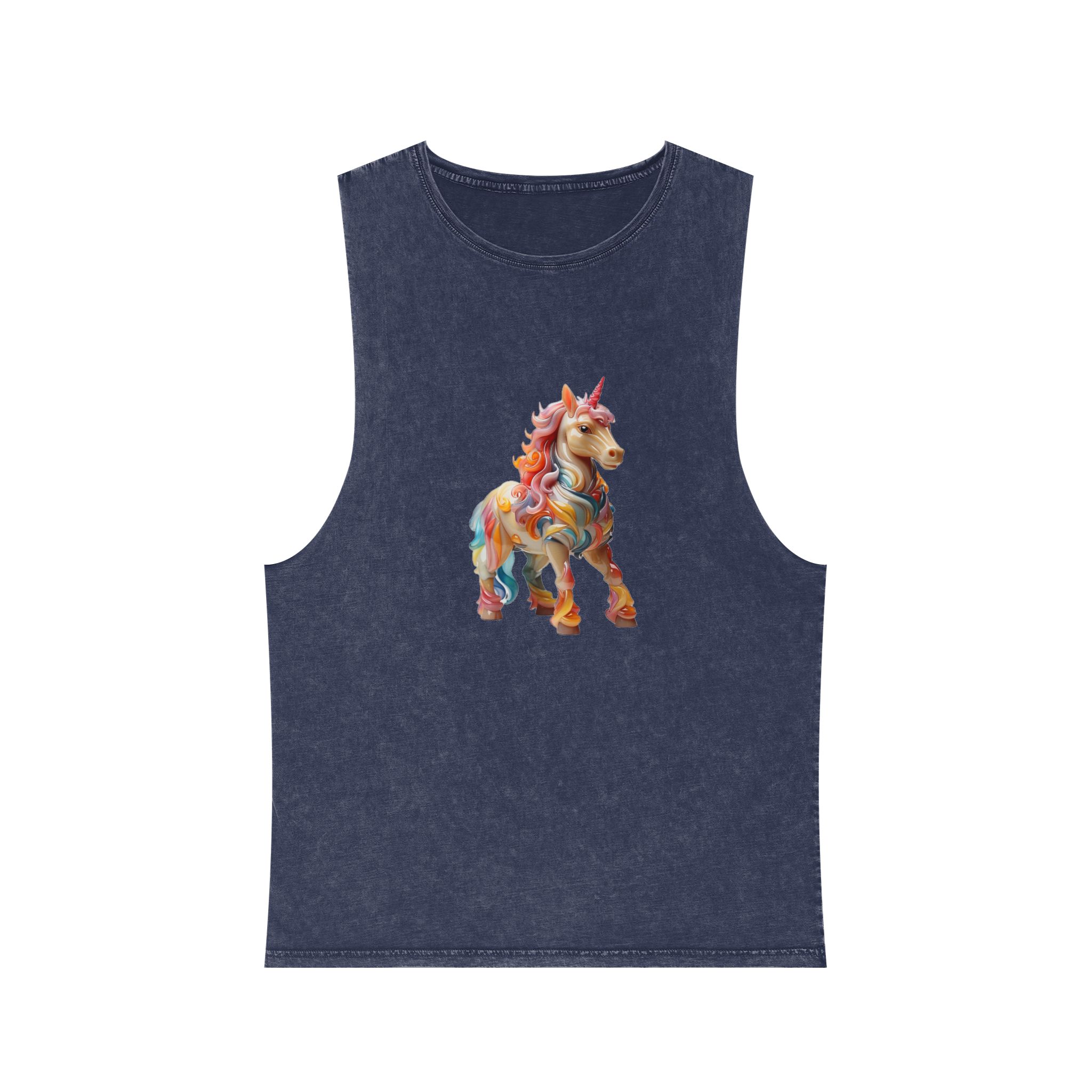 Colorful 3d Mythical Unicorn (1) Copy Unisex Stonewash Tank Top - Image 13