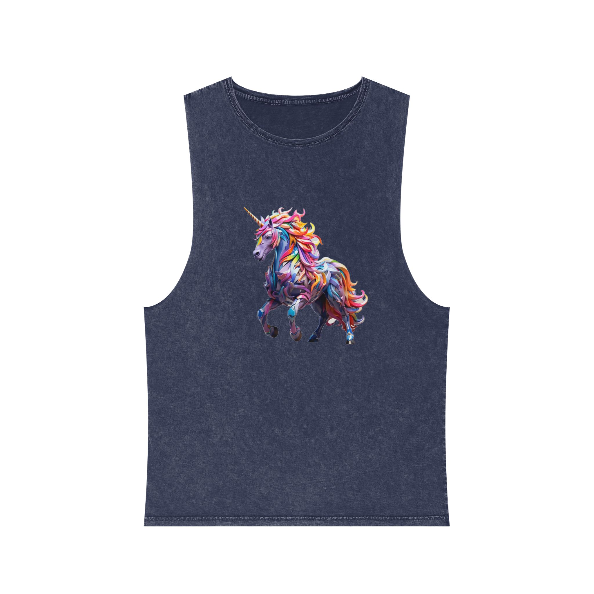 Colorful 3d Mythical Unicorn (4) Unisex Stonewash Tank Top - Image 13