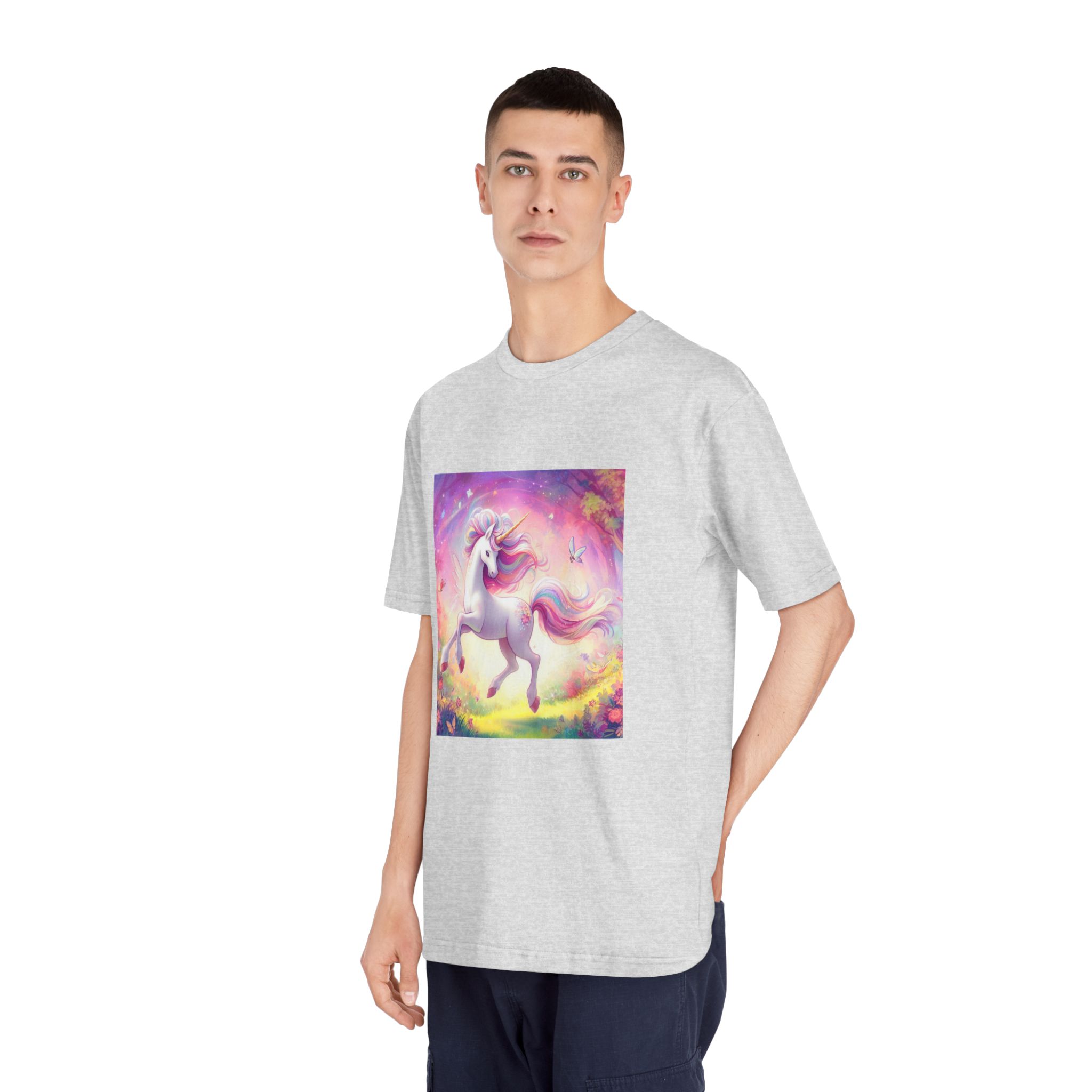 Beautiful Unicorn Running Magical Meadow Unicorn Background Images Whimsical Unicorn (44) Unisex Classic Crewneck T Shirt - Image 16