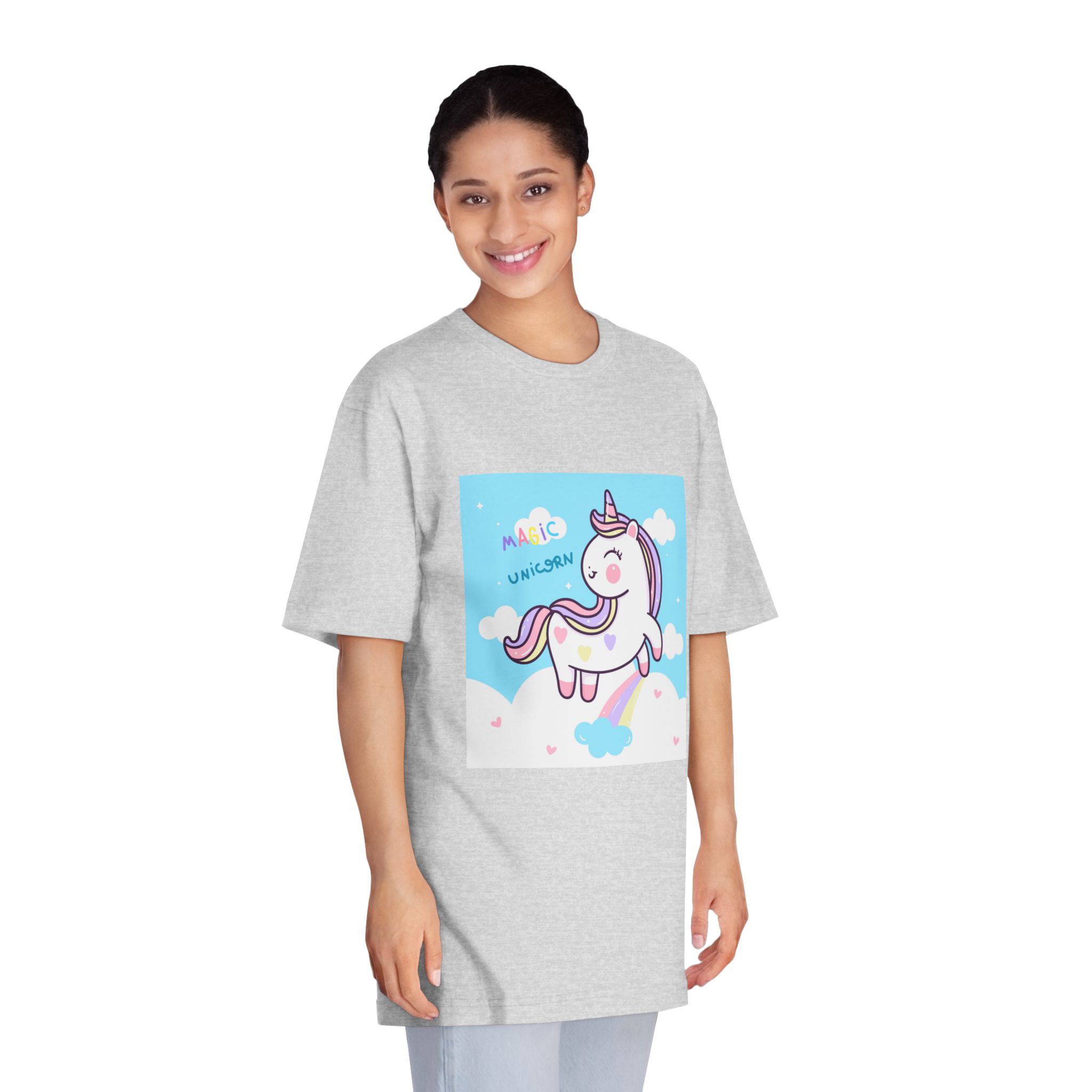 Unicorn Fly With Rainbow Kawaii Animal Unisex Classic Crewneck T Shirt - Image 15