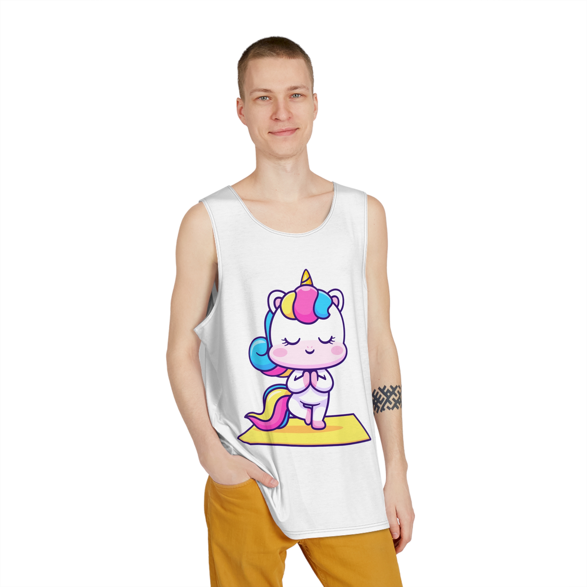 Cute Unicorn Yoga Mens Tank Aop - Image 3