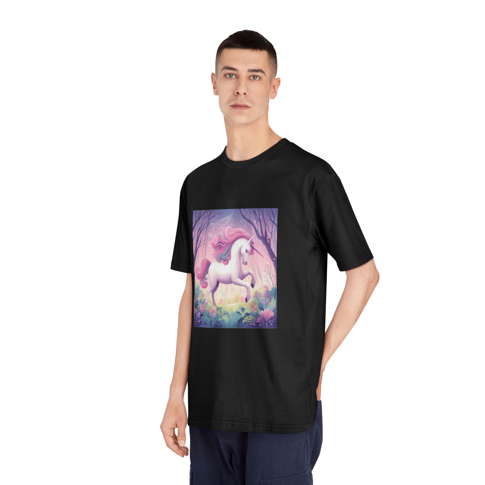 Beautiful Unicorn Running Magical Meadow Unicorn Background Images Whimsical Unicorn (4) Unisex Classic Crewneck T Shirt - Image 8