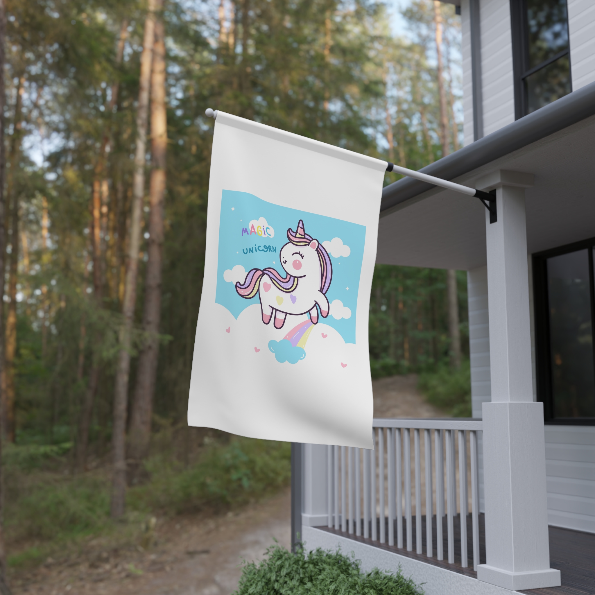 Unicorn Fly With Rainbow Kawaii Animal House Banner - Image 4
