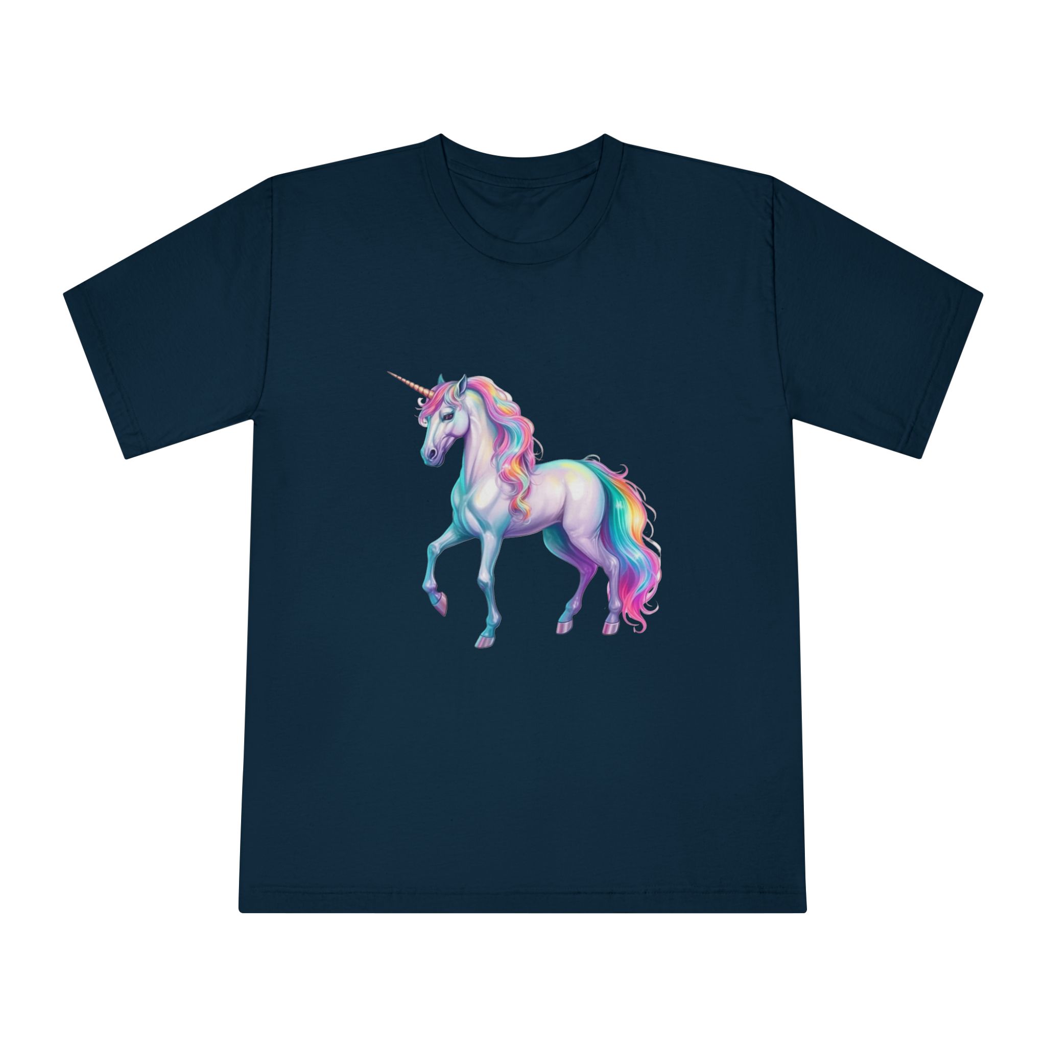 White Unicorn With Rainbow Mane Long Mane Generative Ai Fotor Bg Remover 20231203171019 Unisex Classic Crewneck T Shirt - Image 17