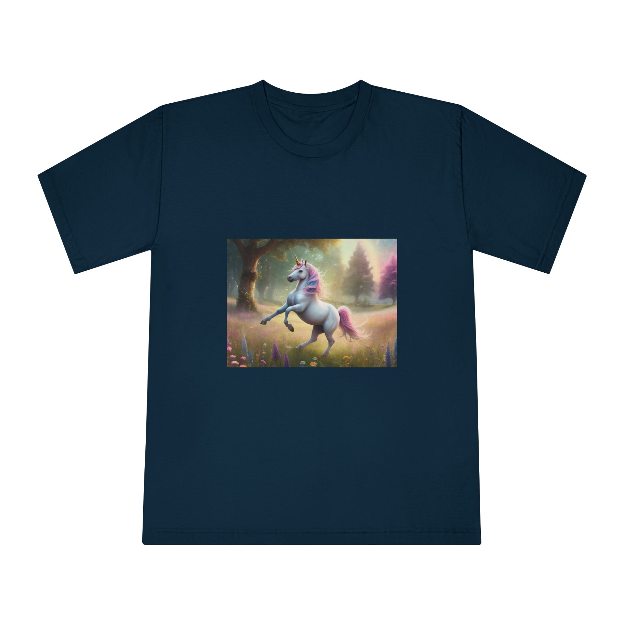 Beautiful Unicorn Running Magical Meadow Unicorn Background Images Whimsical Unicorn (8) Unisex Classic Crewneck T Shirt - Image 17