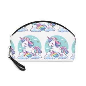 Cartoon Unicorn With Rainbow Its Tail Makeup Bag