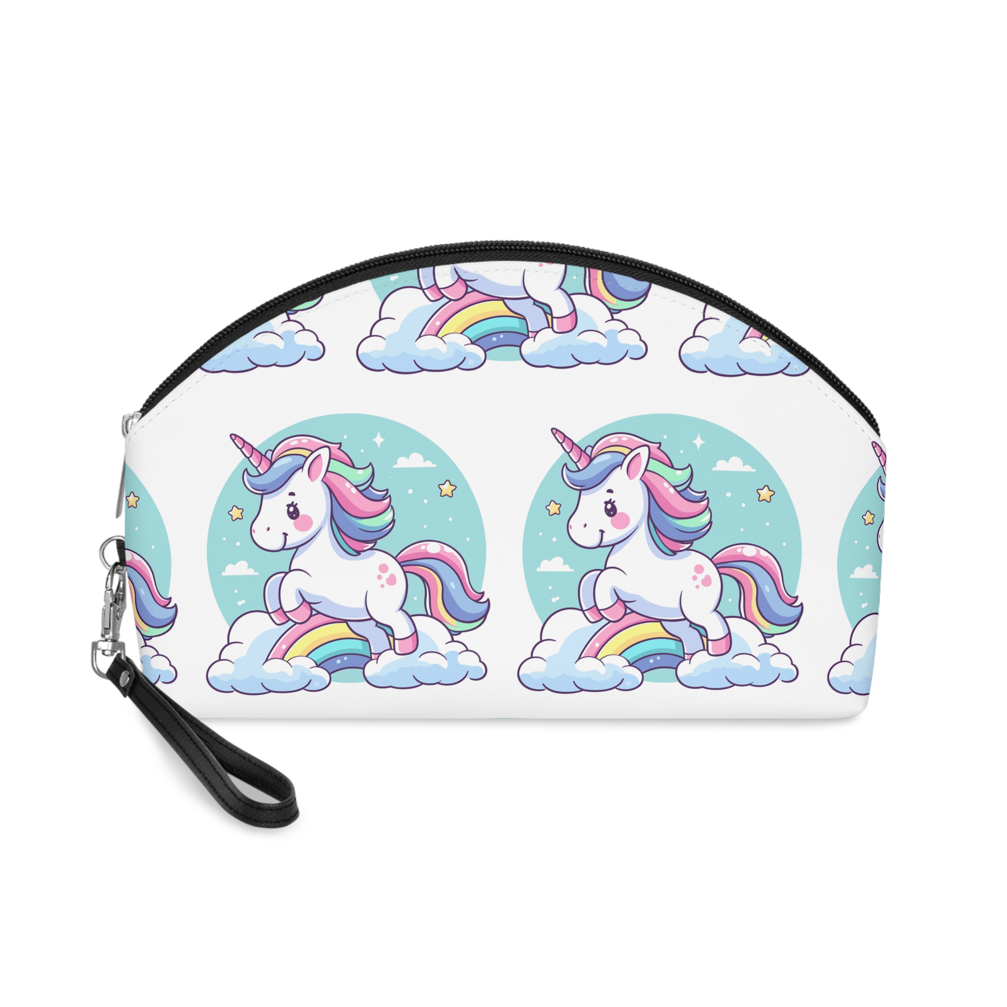 Cartoon Unicorn With Rainbow Its Tail Makeup Bag