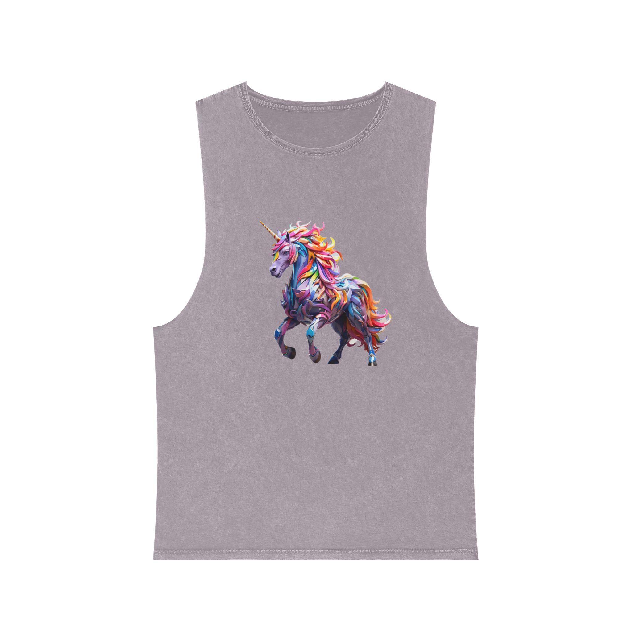 Colorful 3d Mythical Unicorn (4) Unisex Stonewash Tank Top - Image 17