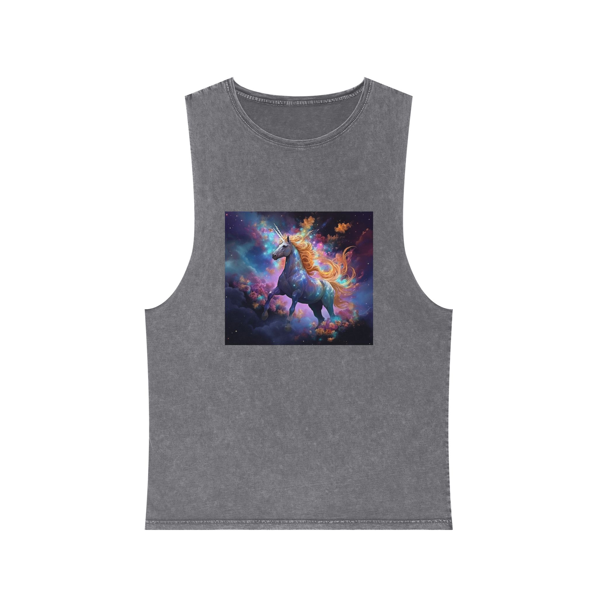 Unicorn Clouds With Rainbow Mane Star Field Generative Ai Unisex Stonewash Tank Top - Image 9