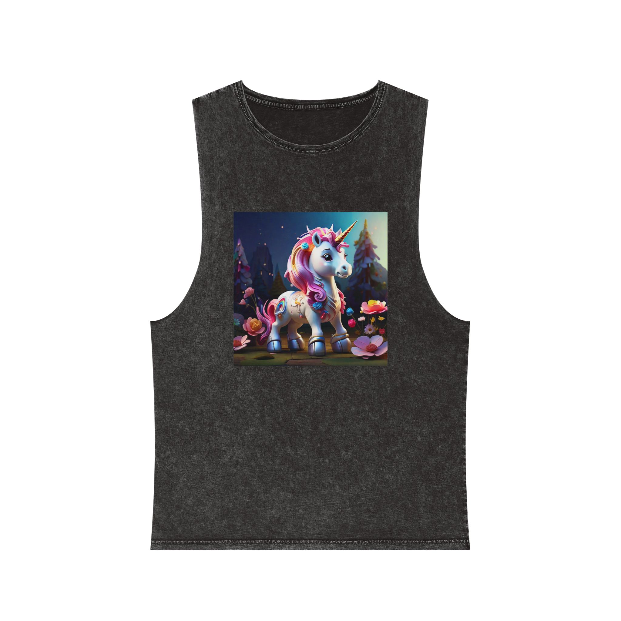Animated Unicorn Children Generated By Ai (16) Unisex Stonewash Tank Top