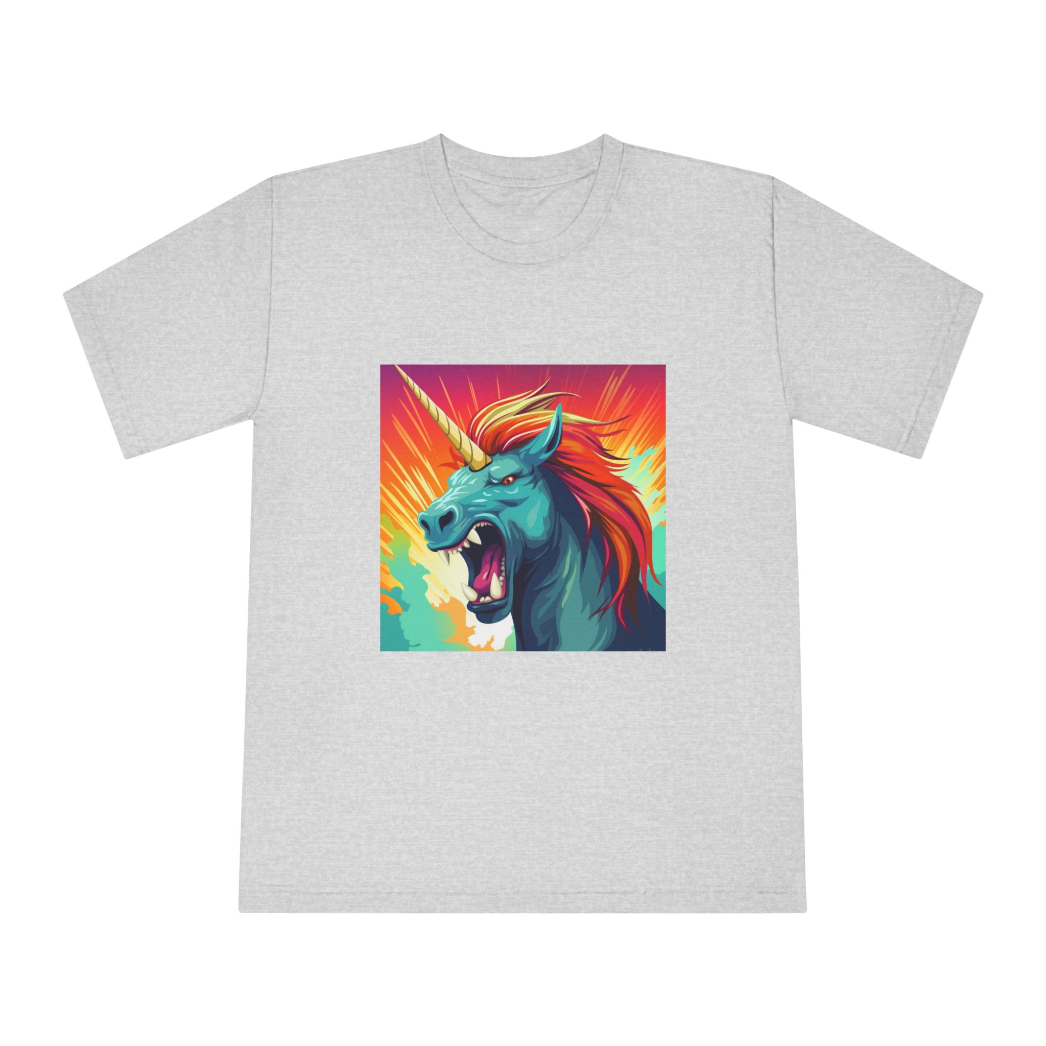 Illustration Unicorn With Colorful Mane Yellow Horn Generative Ai Unisex Classic Crewneck T Shirt - Image 13