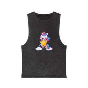 Cute Unicorn Star Unisex Stonewash Tank Top