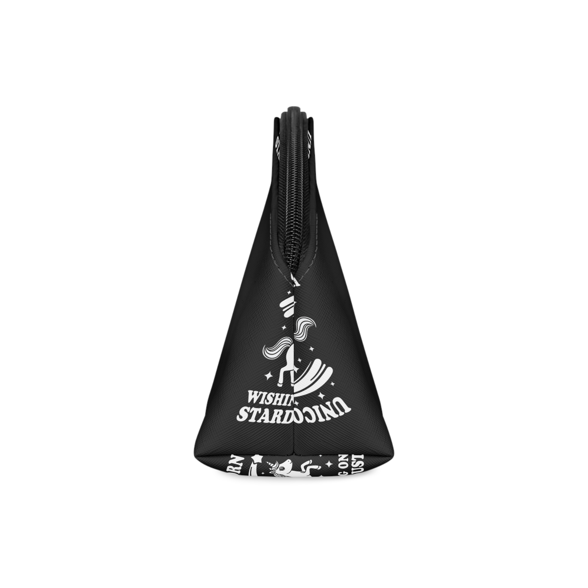 White Unicorn With Star It Is Black Background Makeup Bag - Image 4