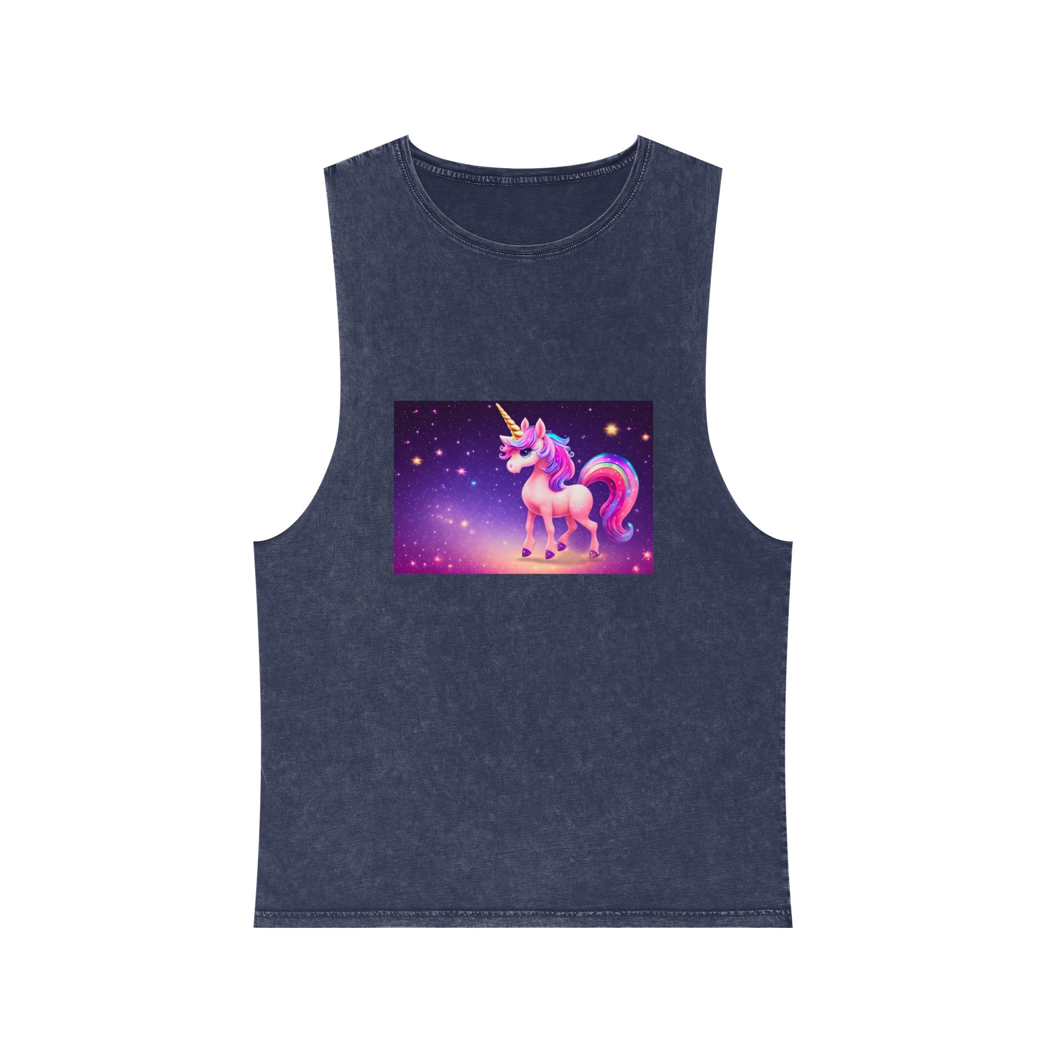 Cute Colorful Magical Adorable Kawaii Unicorn Sparles Violet Background Unisex Stonewash Tank Top - Image 13