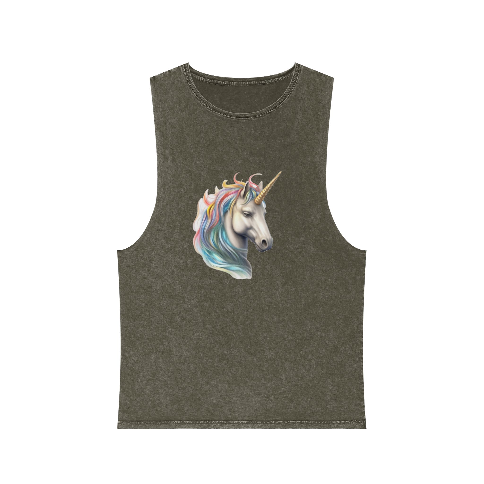 There Is Drawing Unicorn With Colorful Mane Generative Ai Unisex Stonewash Tank Top - Image 5