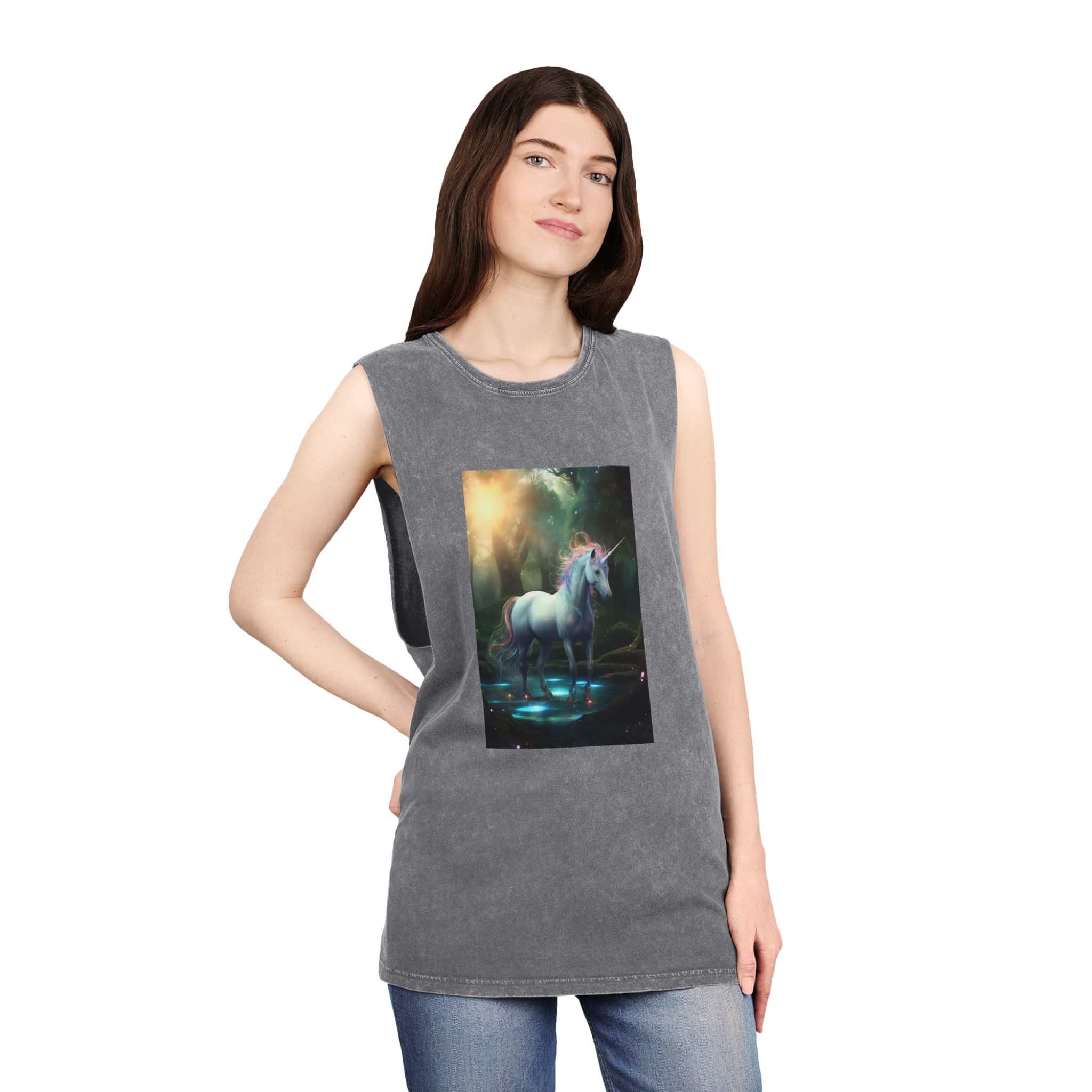 Magical Mythical Unicorn Creature 9 Unisex Stonewash Tank Top - Image 12