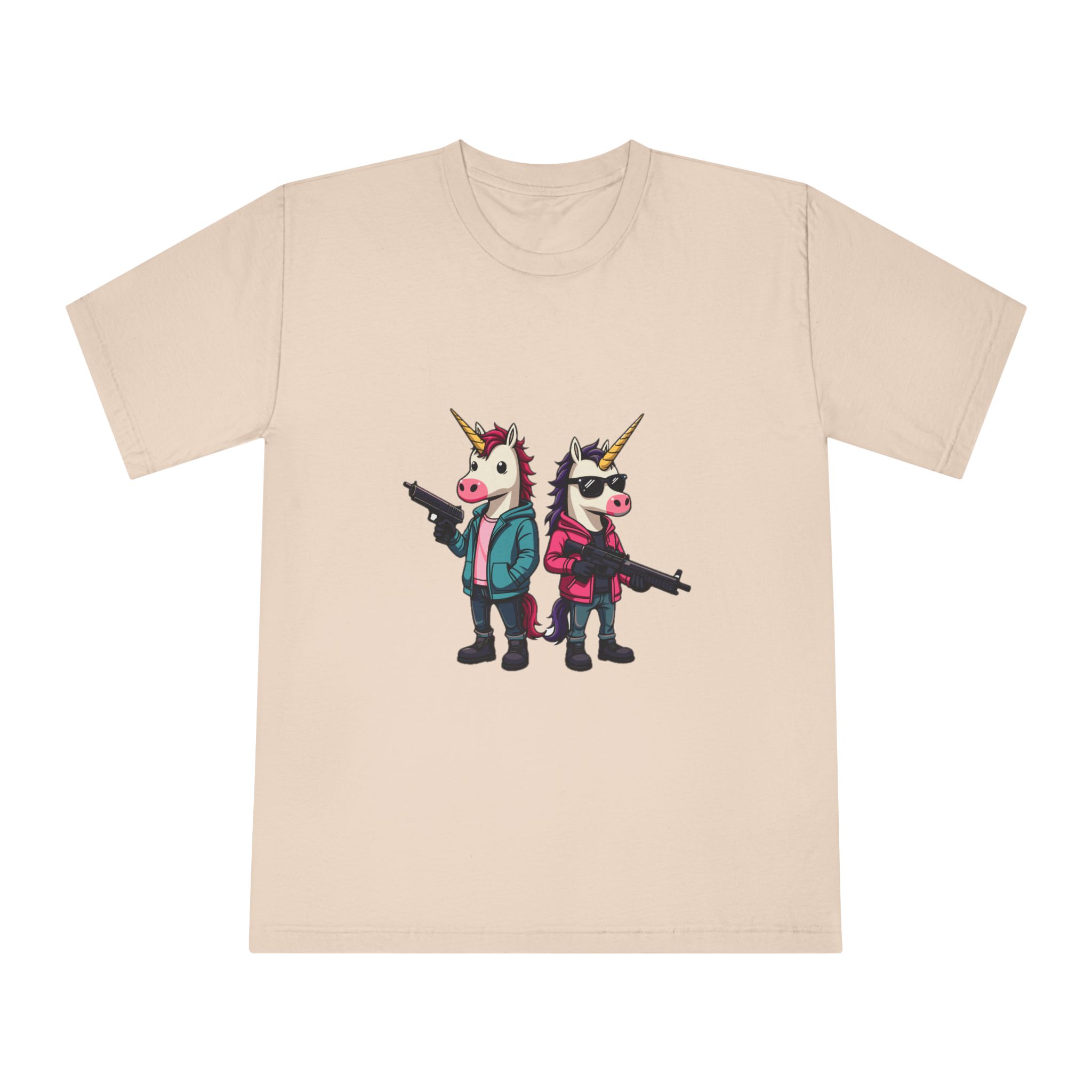 Two Unicorns With Horns Horns Standing Each Other Unisex Classic Crewneck T Shirt - Image 9
