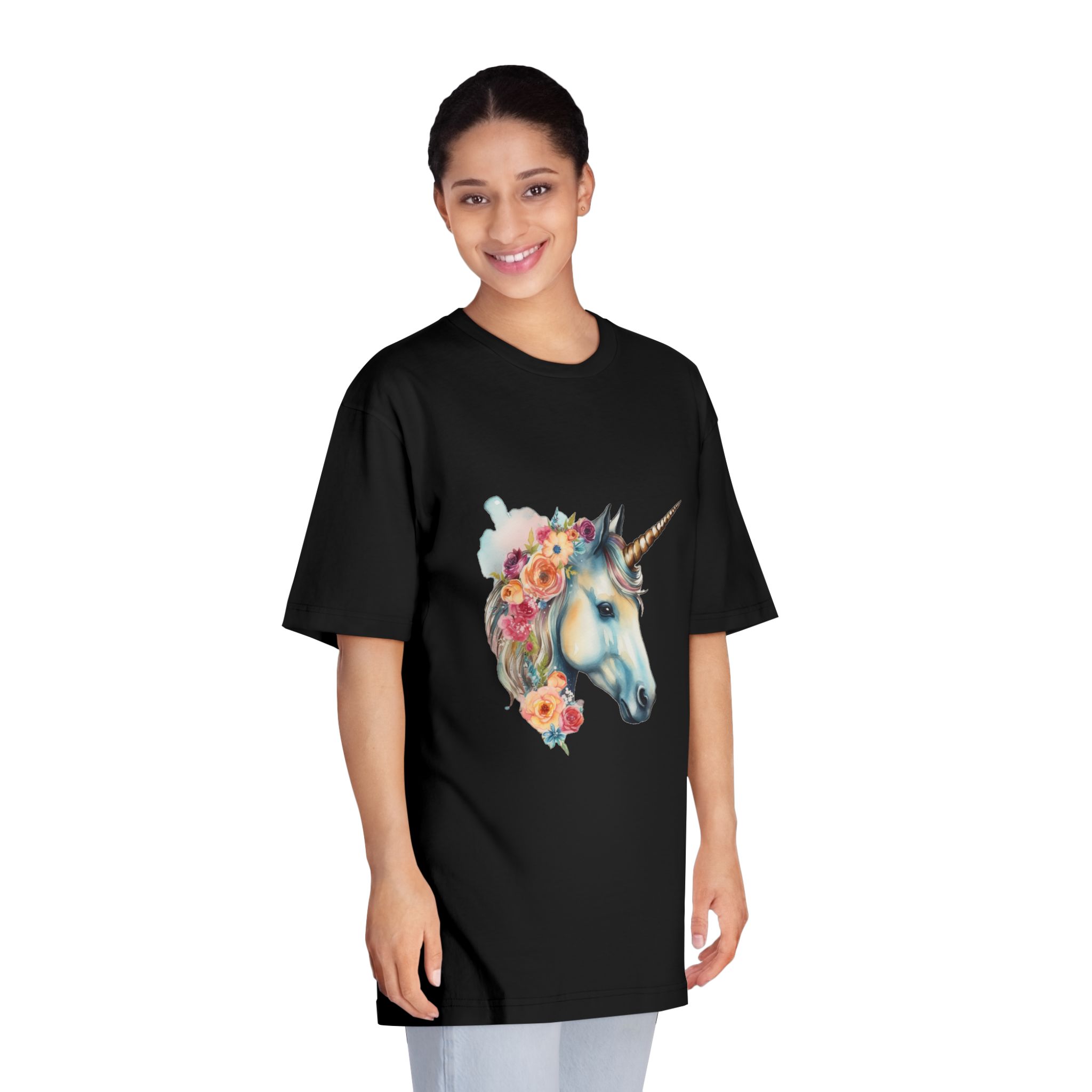 Unicorn With Flower Crown (1) Unisex Classic Crewneck T Shirt - Image 7