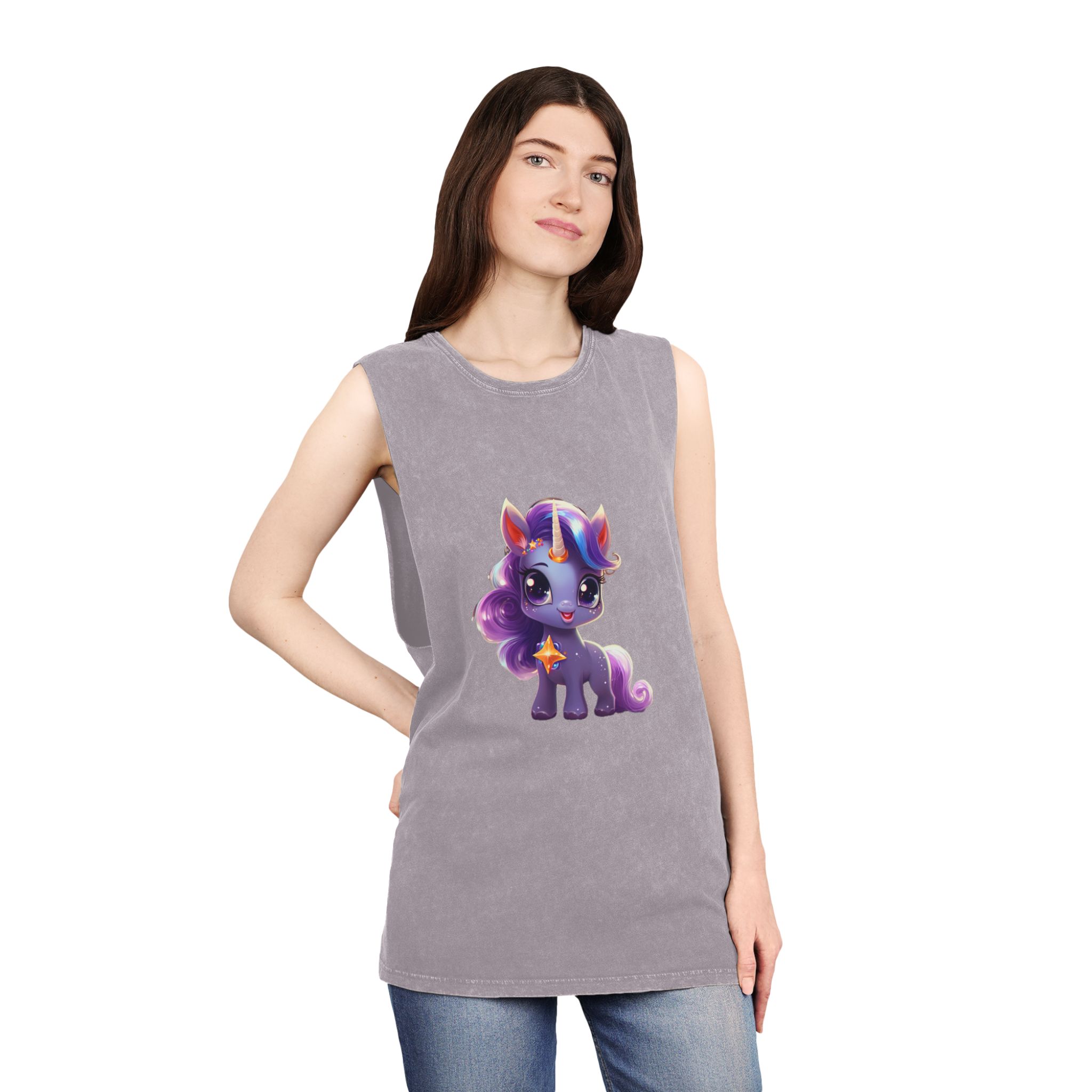 Beautiful Cute Baby Unicorn (6) Unisex Stonewash Tank Top - Image 20
