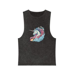 Colorful Unicorn Illustration Created With Ai Tools Unisex Stonewash Tank Top