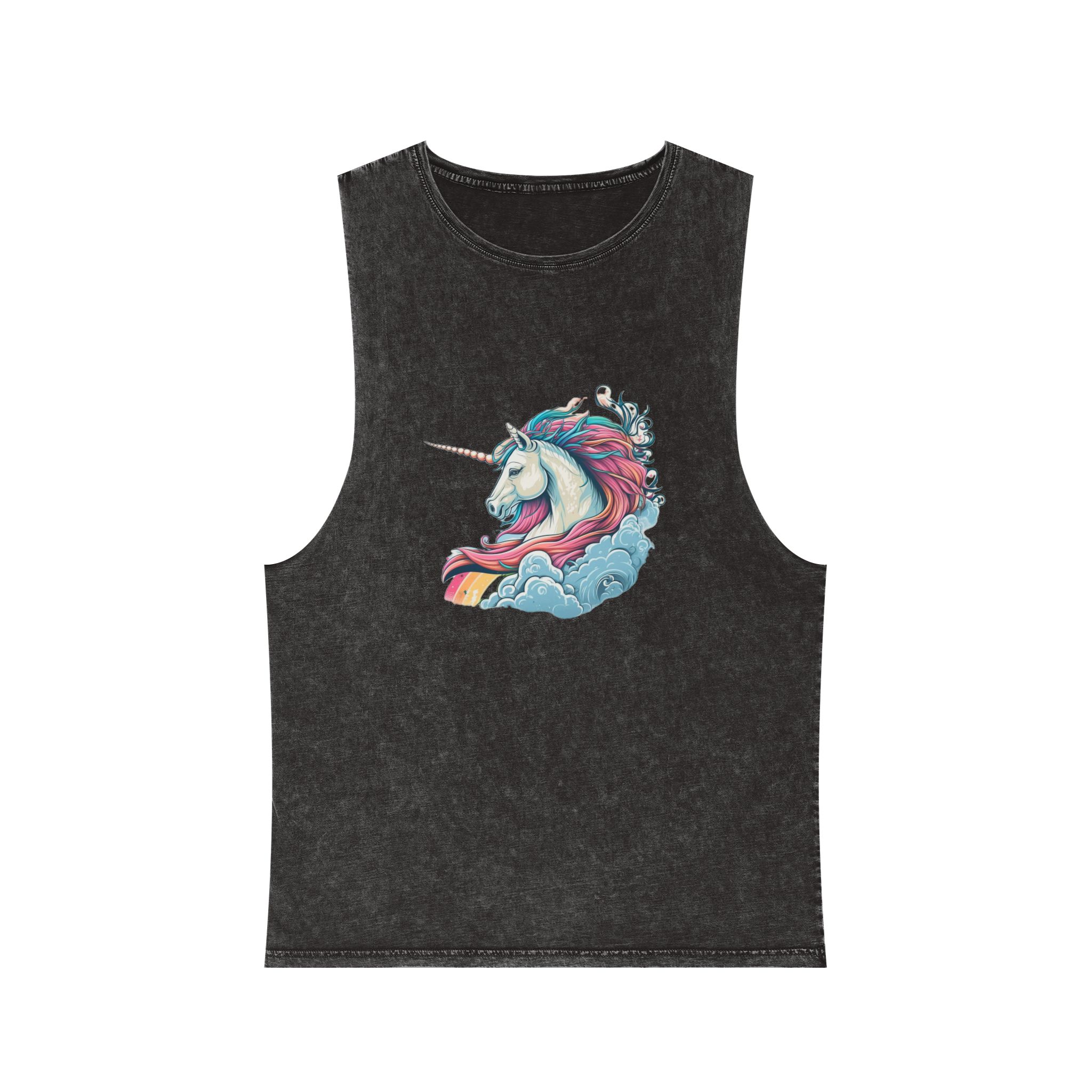 Colorful Unicorn Illustration Created With Ai Tools Unisex Stonewash Tank Top