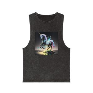 Black Unicorn With Fluorescent Liquids Unisex Stonewash Tank Top