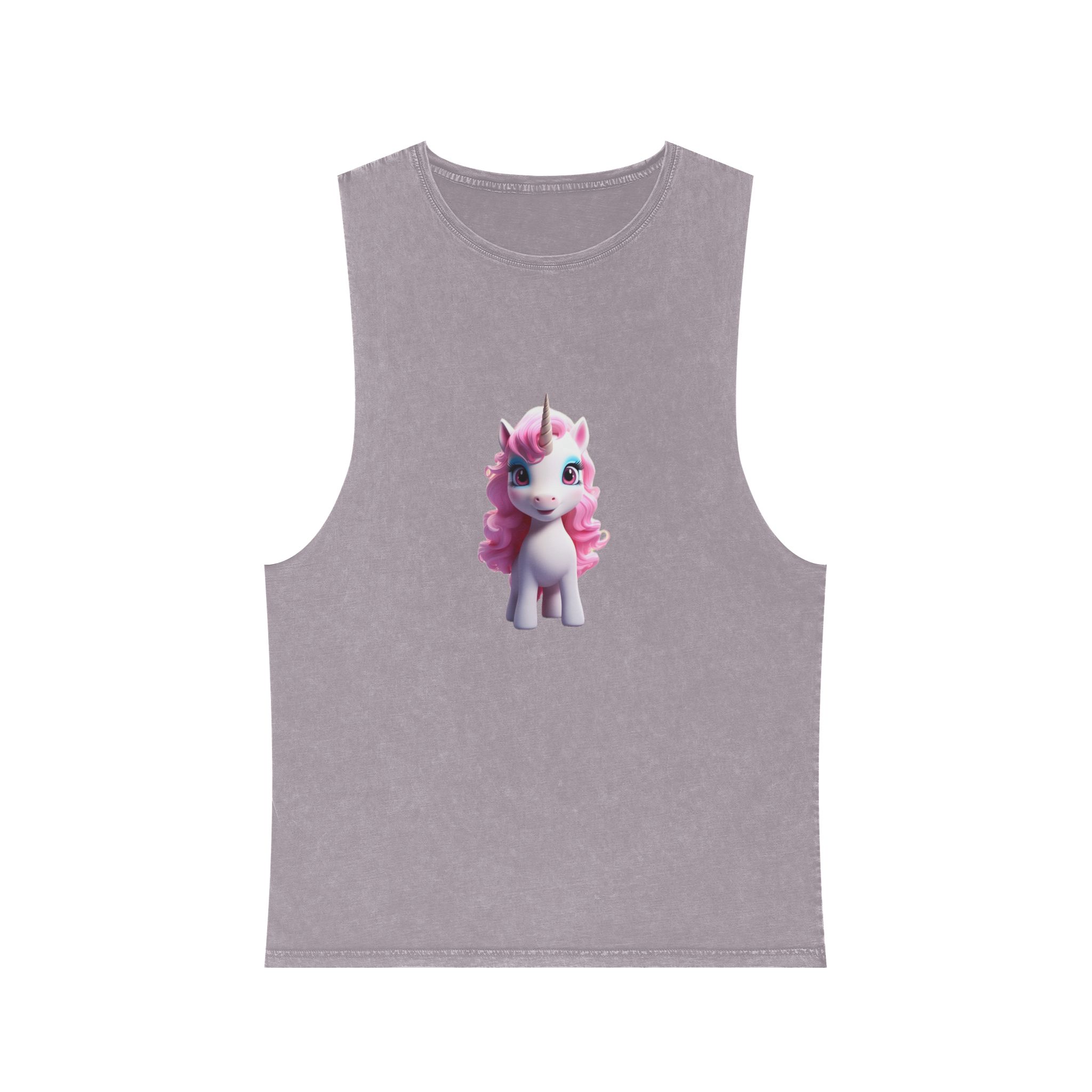 Colorful Cartoon Animated 3d Unicorn Children (11) Unisex Stonewash Tank Top - Image 17