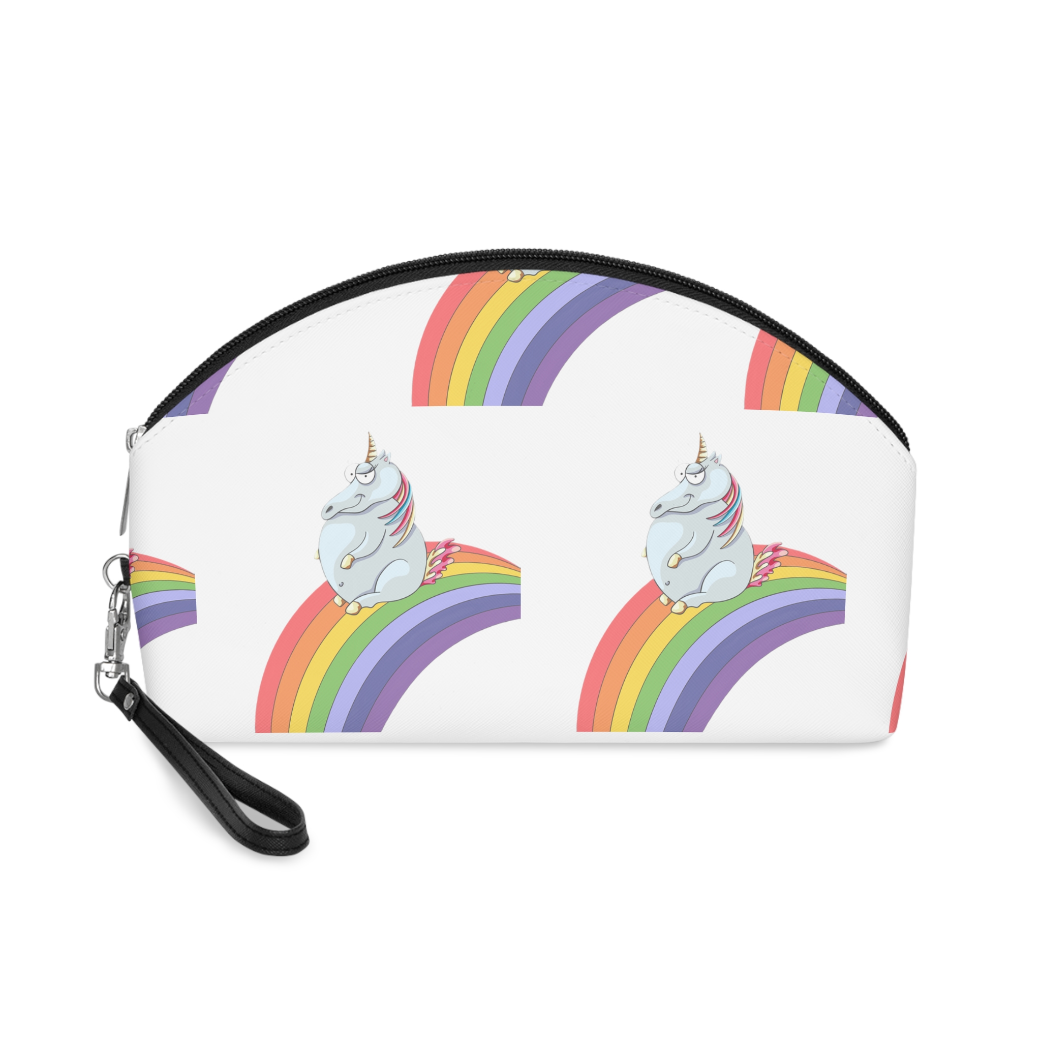 Unicorn and Rainbow Childrens Tale Magic Art Flat Makeup Bag