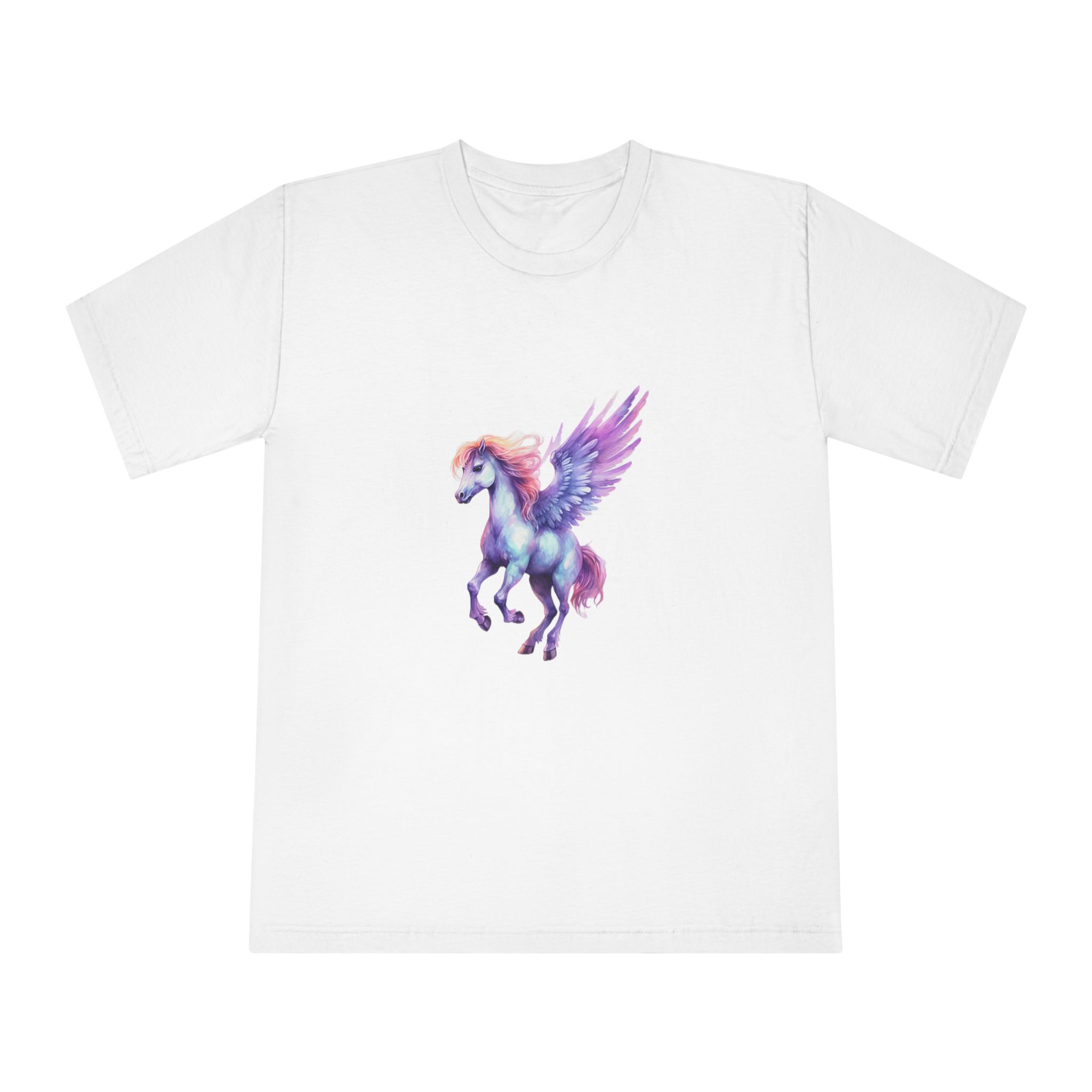 Pegasus Watercolor Clipart Cute Isolated White Background With Generative Ai Technology Unisex Classic Crewneck T Shirt