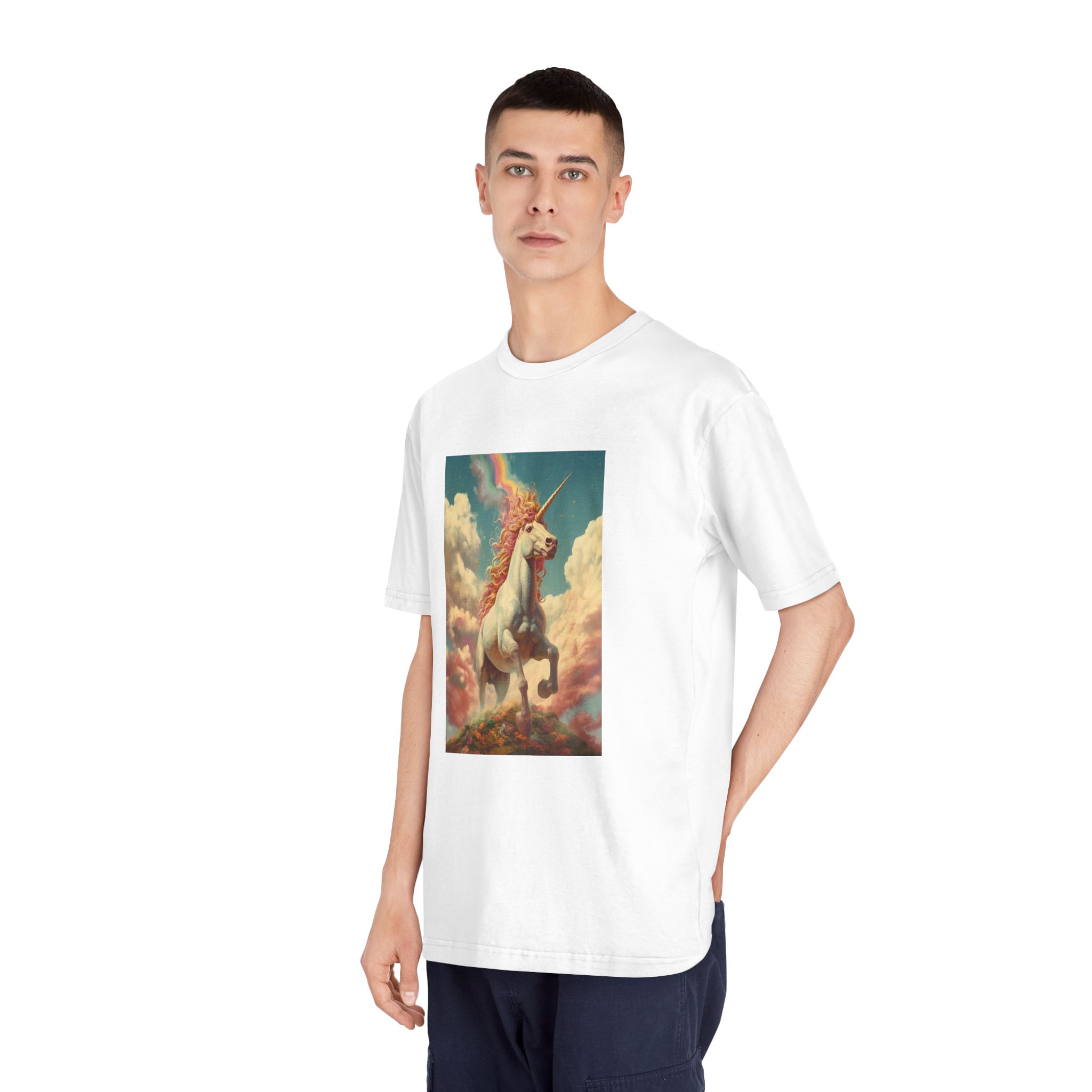 Painting Unicorn With Rainbow Sky Generative Ai Unisex Classic Crewneck T Shirt - Image 4