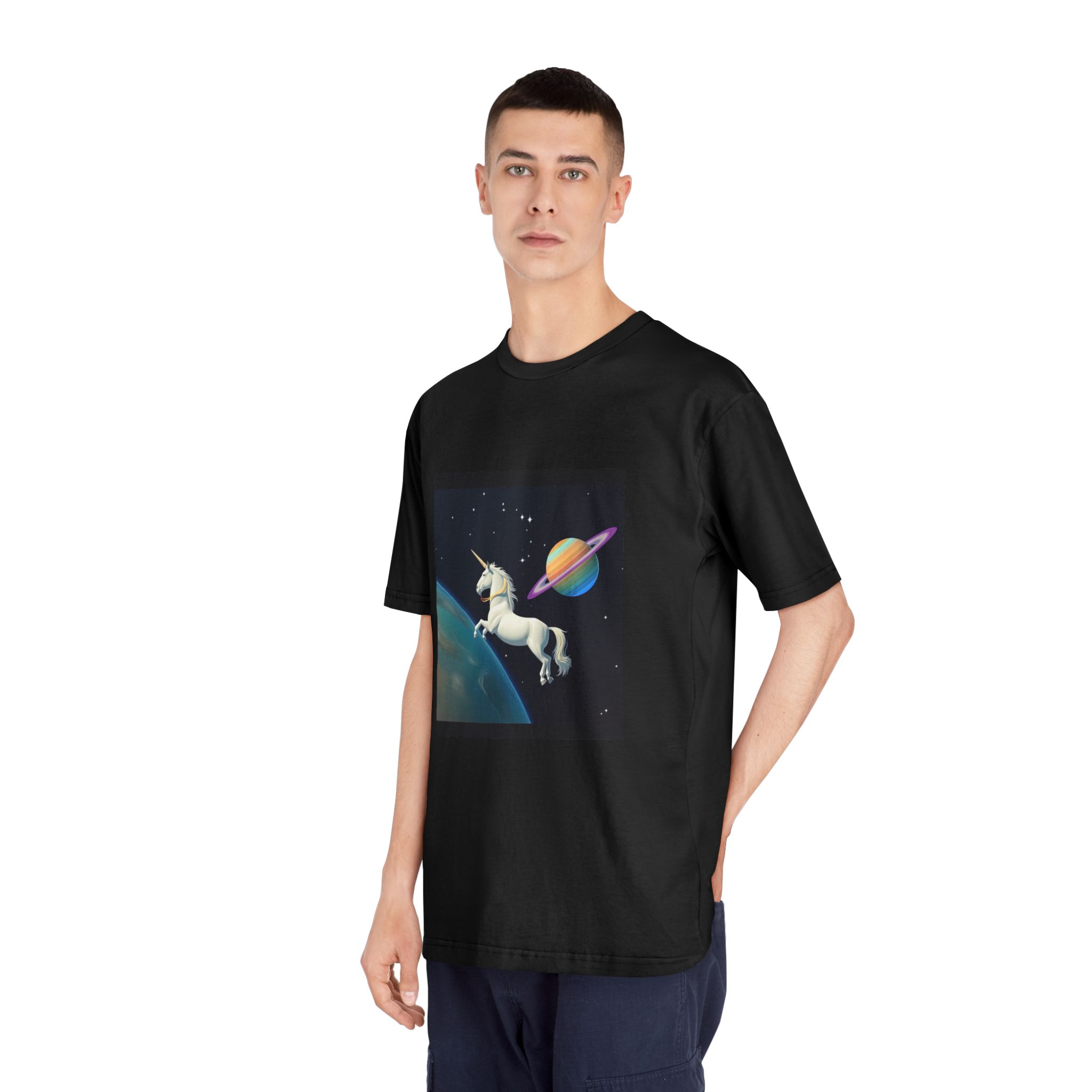 Picture White Unicorn With Rainbow It Unisex Classic Crewneck T Shirt - Image 8