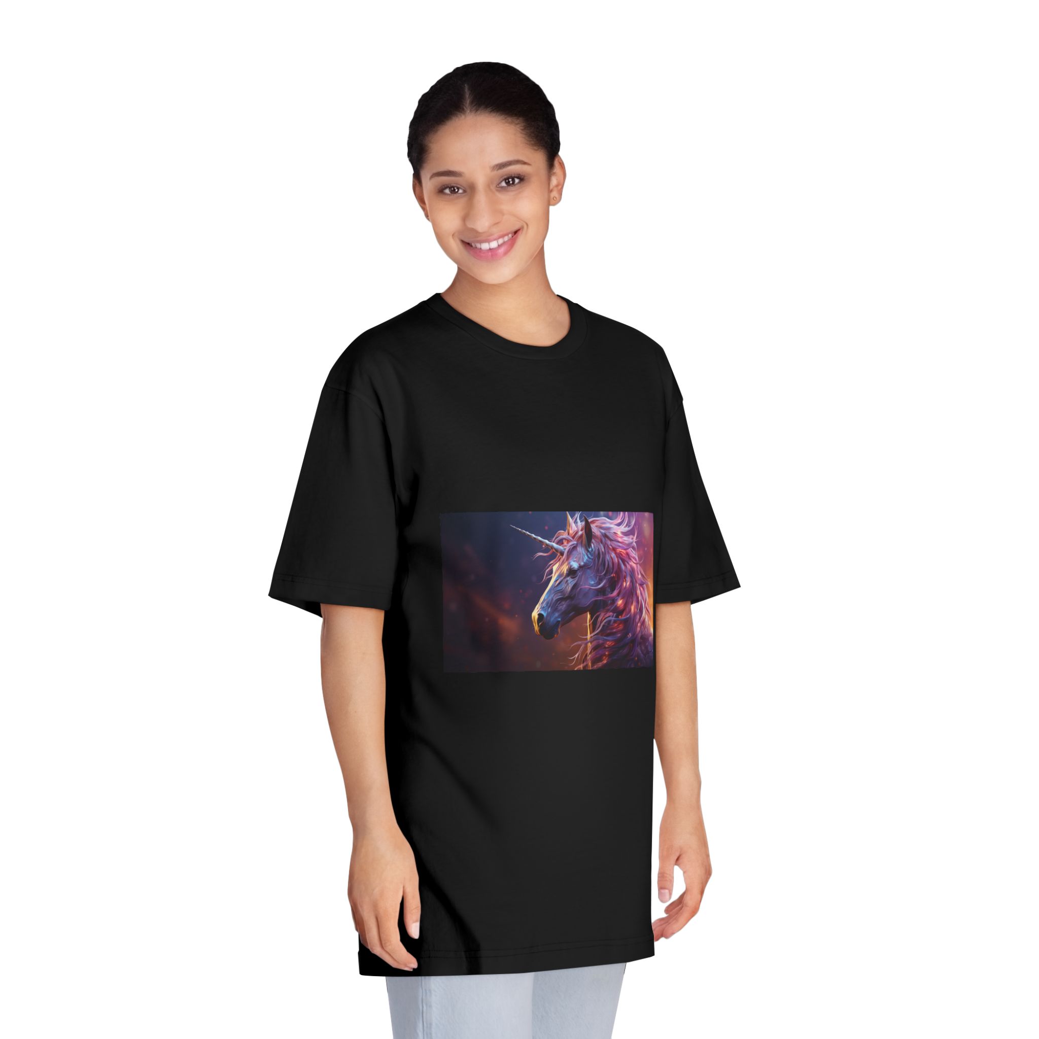 Pink 3d Mythical Unicorn With Lights Mane (1) Unisex Classic Crewneck T Shirt - Image 7